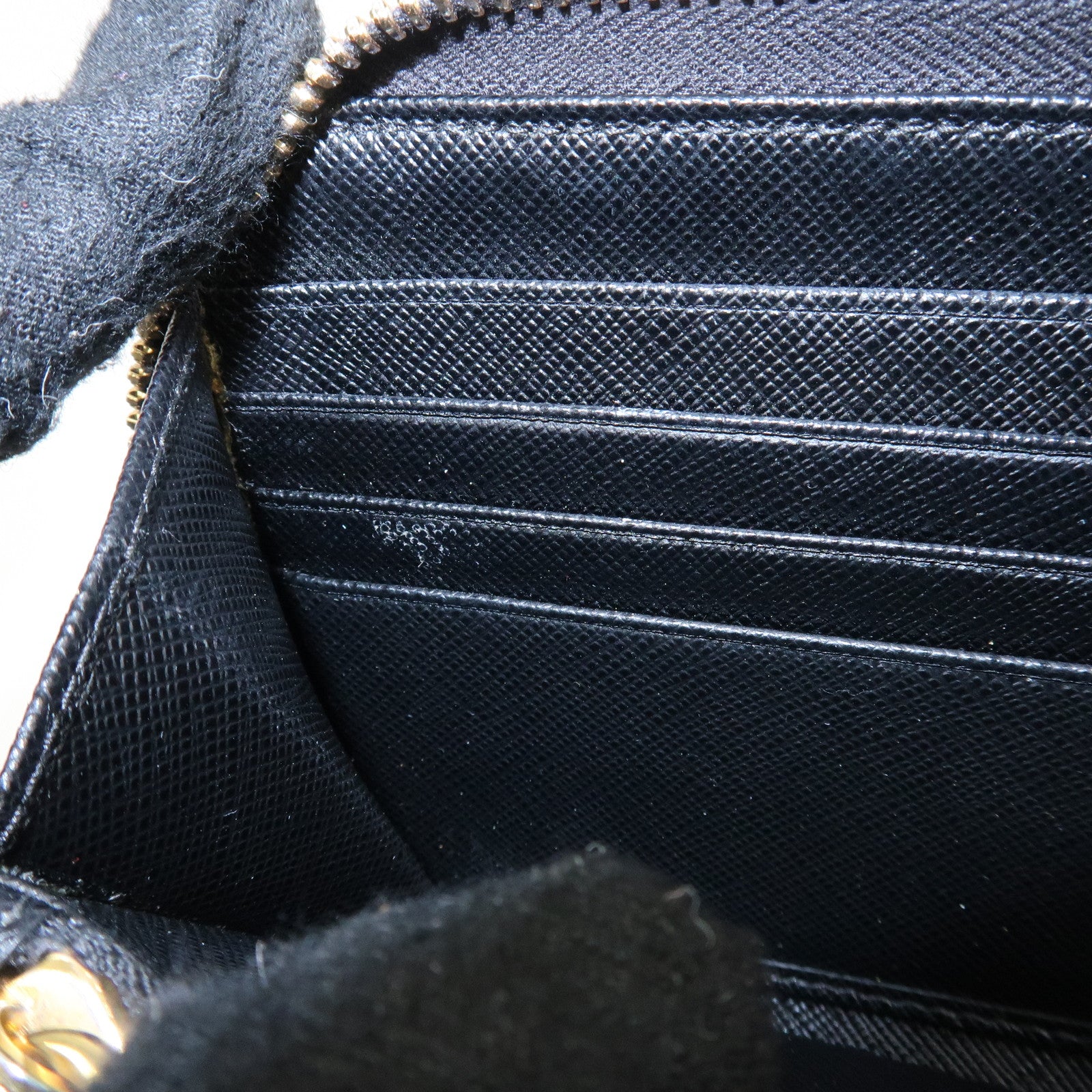 PRADA Saffiano Leather Round Zipper Long Wallet Black 1M0506 Used