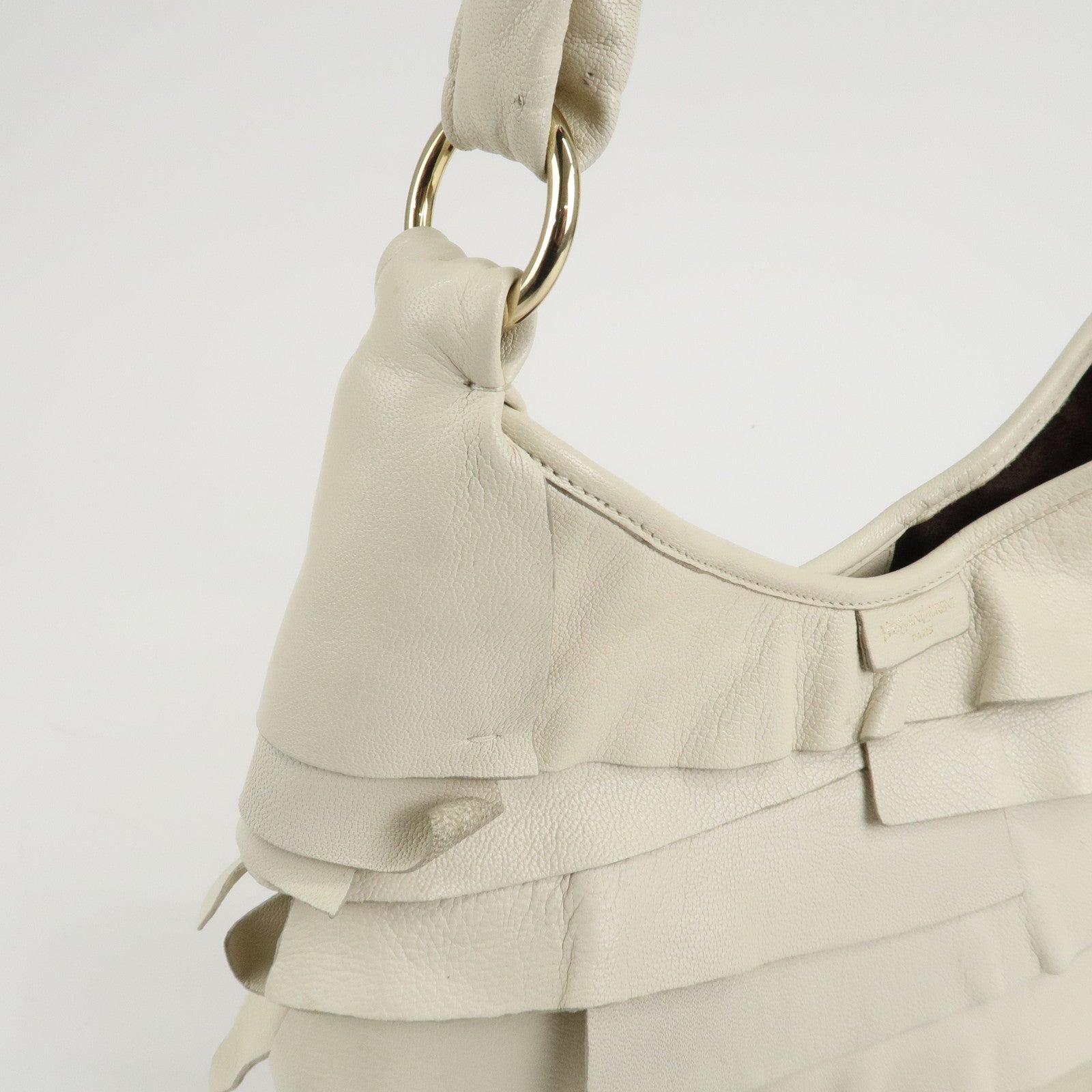 Saint Laurent Paris Leather Saint Tropez One Shoulder Bag Ivory Used