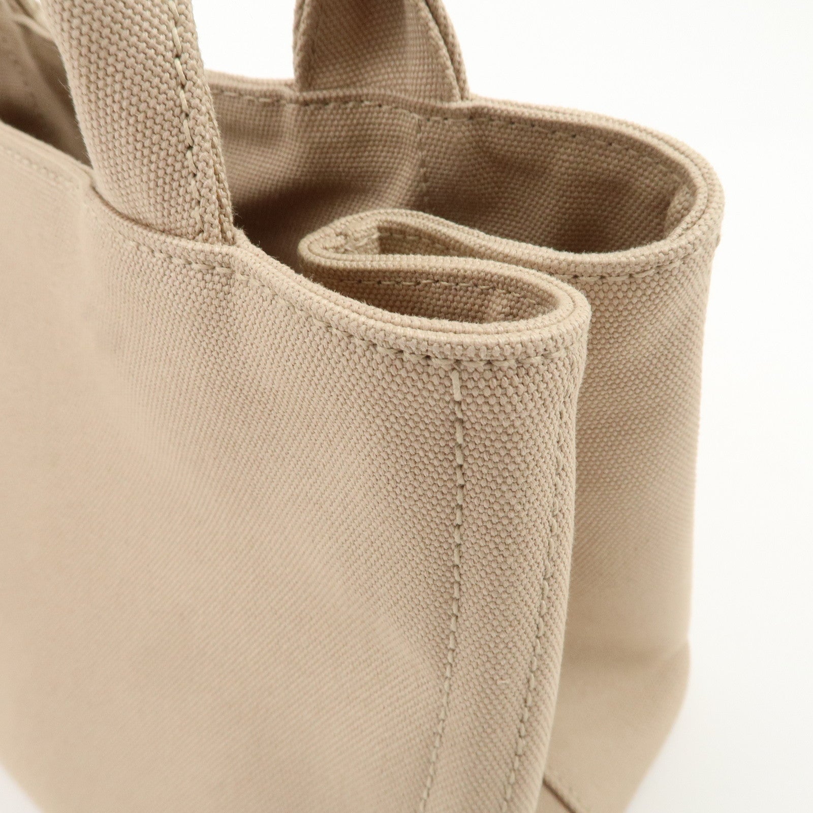 PRADA Hibiscus Canapa Mini Canvas Leather 2Way Bag Beige 1BG439 Used