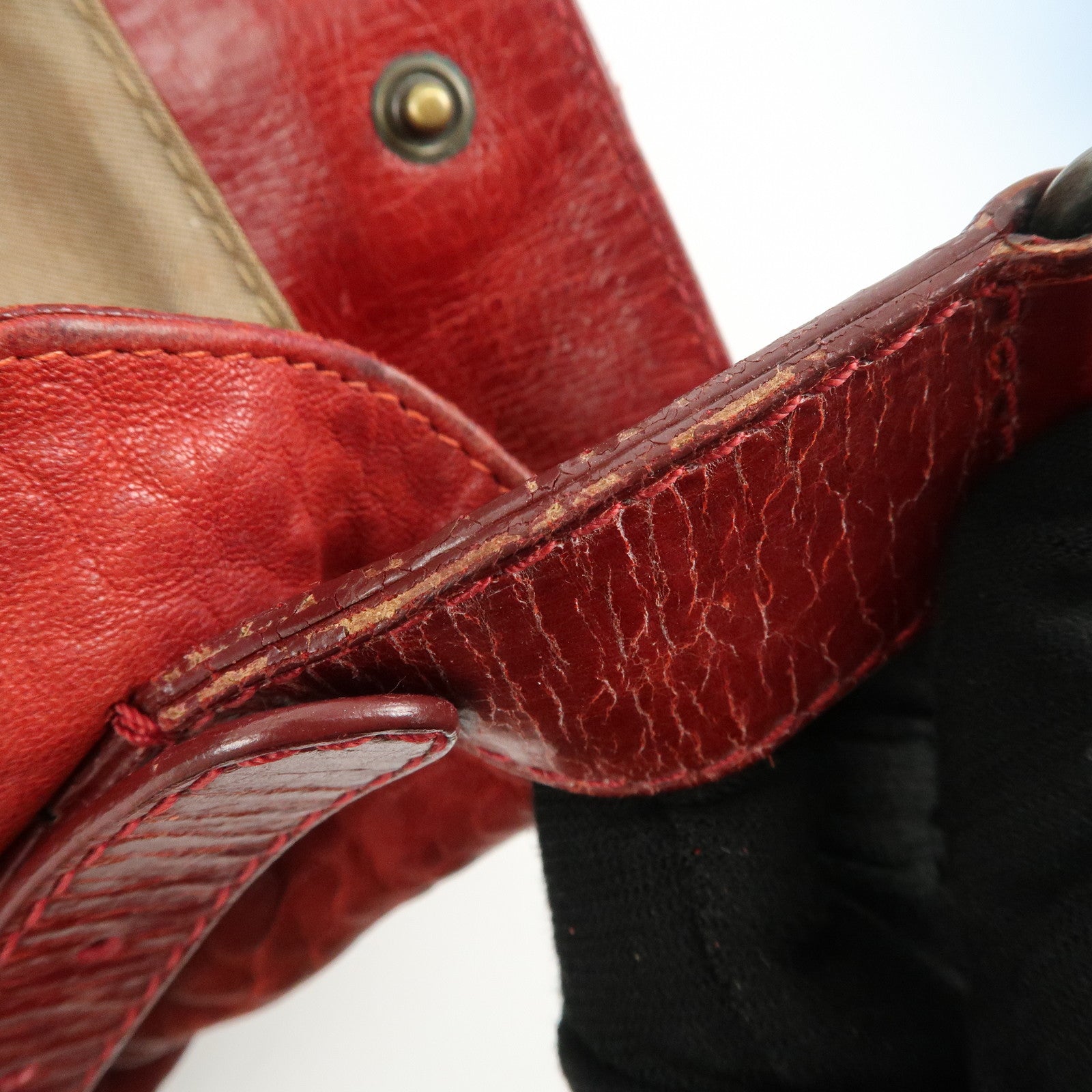 FENDI Ethnico Leather Tote Bag Shoulder Bag Red 8BN162 Used