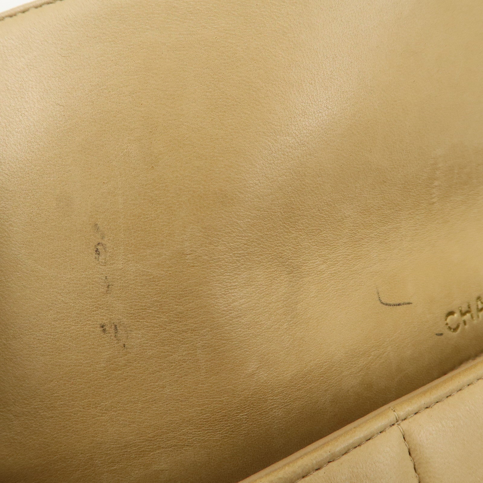 CHANEL Chocolate Bar Lamb Skin Chain Shoulder Bag Beige A15316 Used