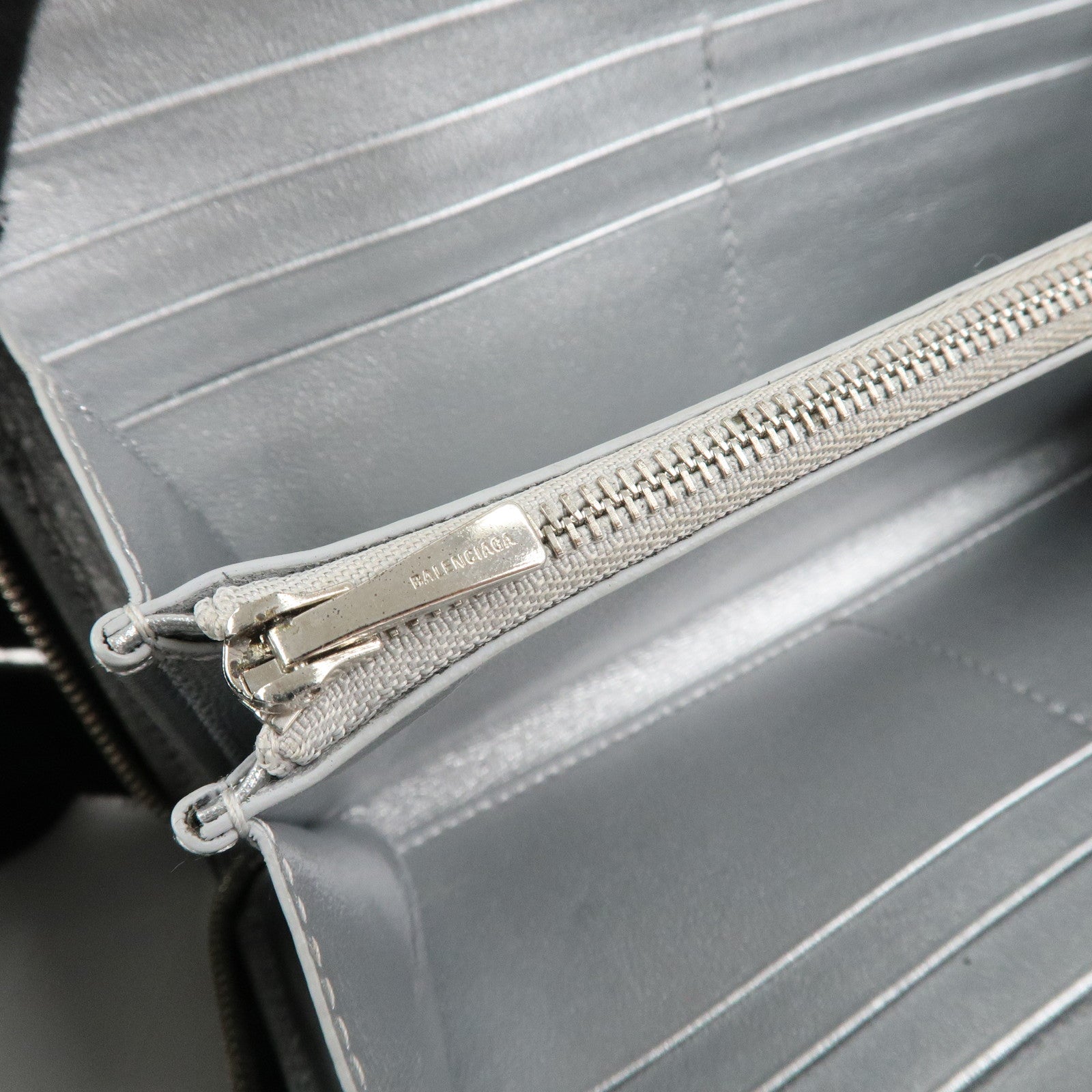 BALENCIAGA Leather Essentials Continental Wallet Black 664041 Used