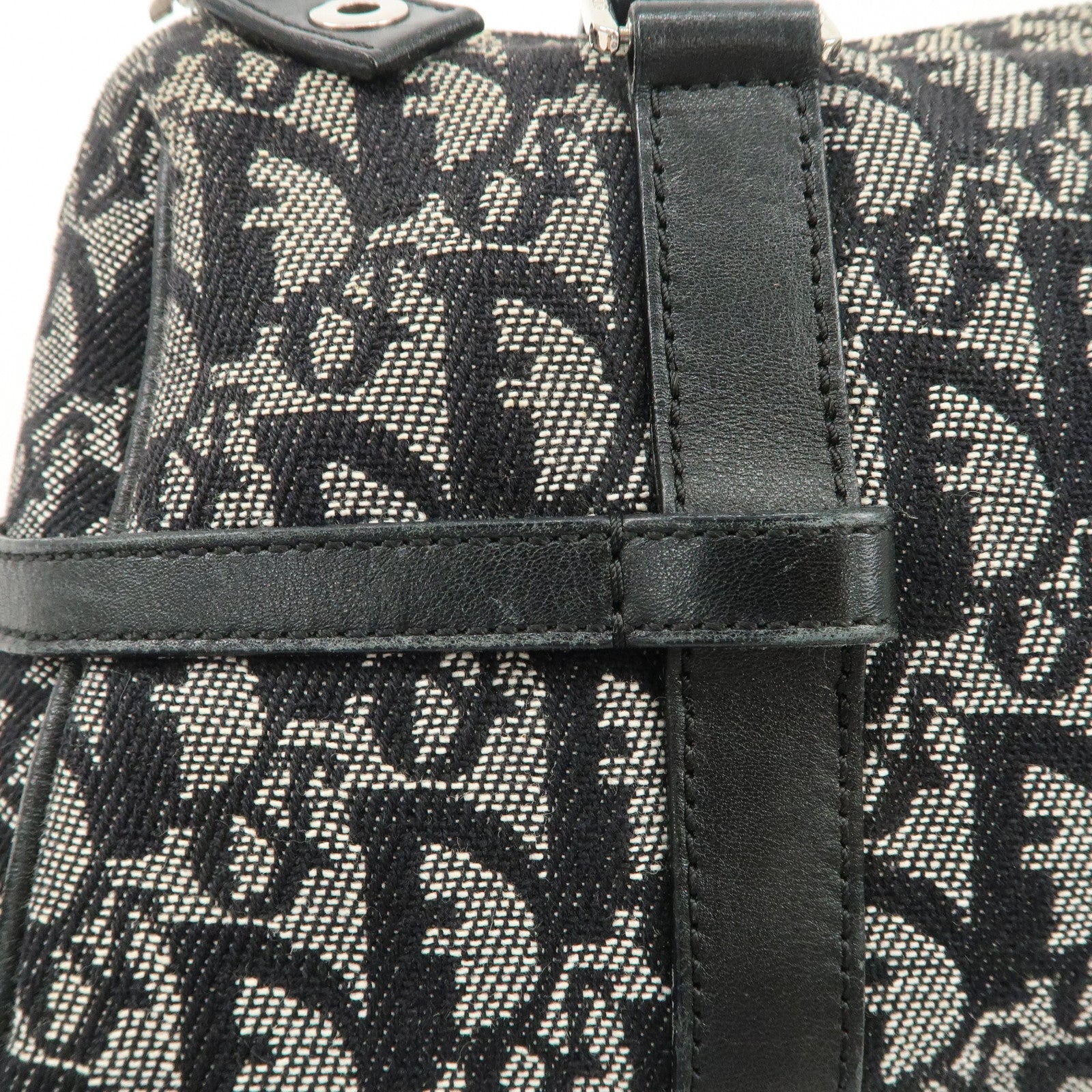 Christian Dior Trotter Canvas Leather Mini Boston Bag Navy Used