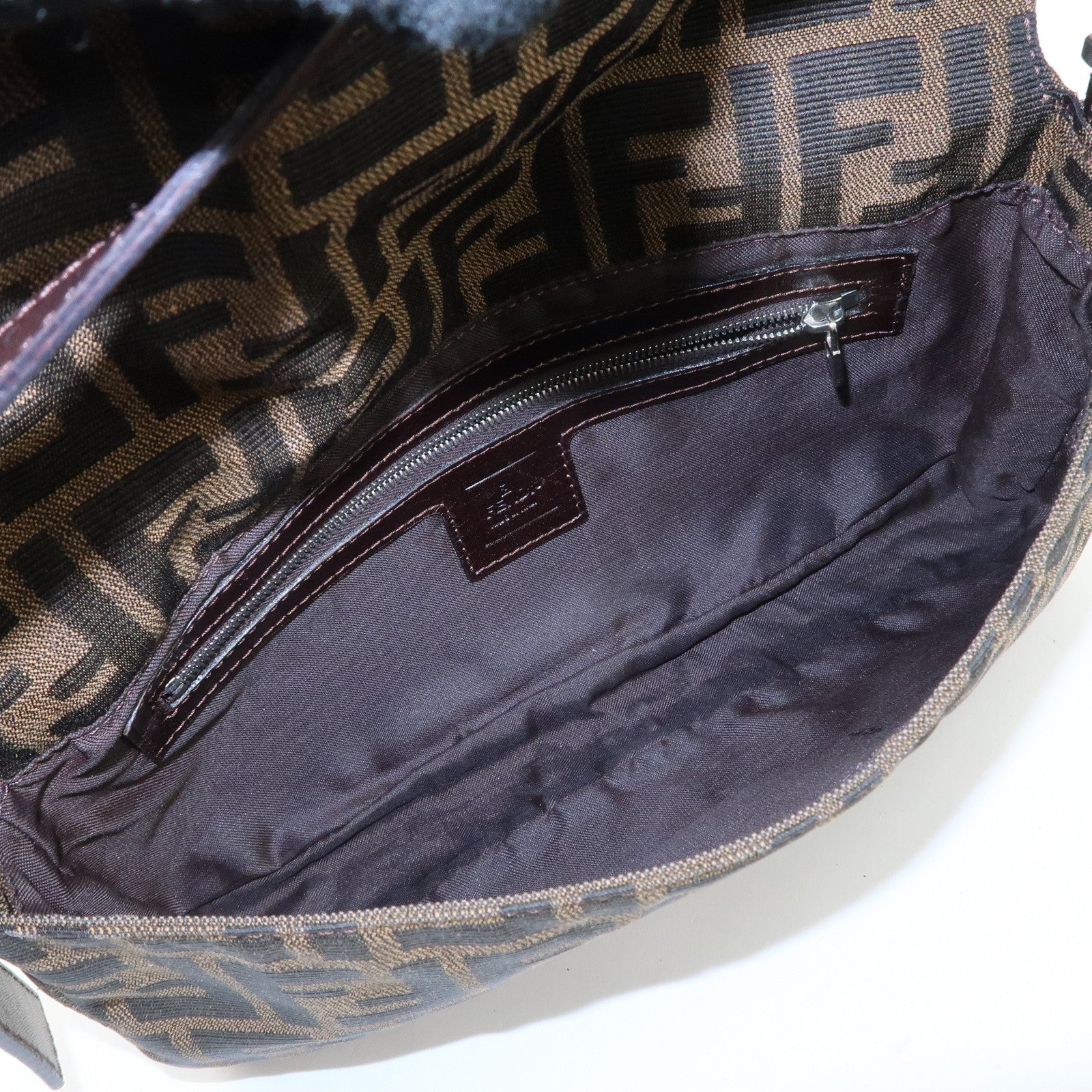 FENDI Mamma Baguette Zucca Canvas Leather Shoulder Bag 26424 Used