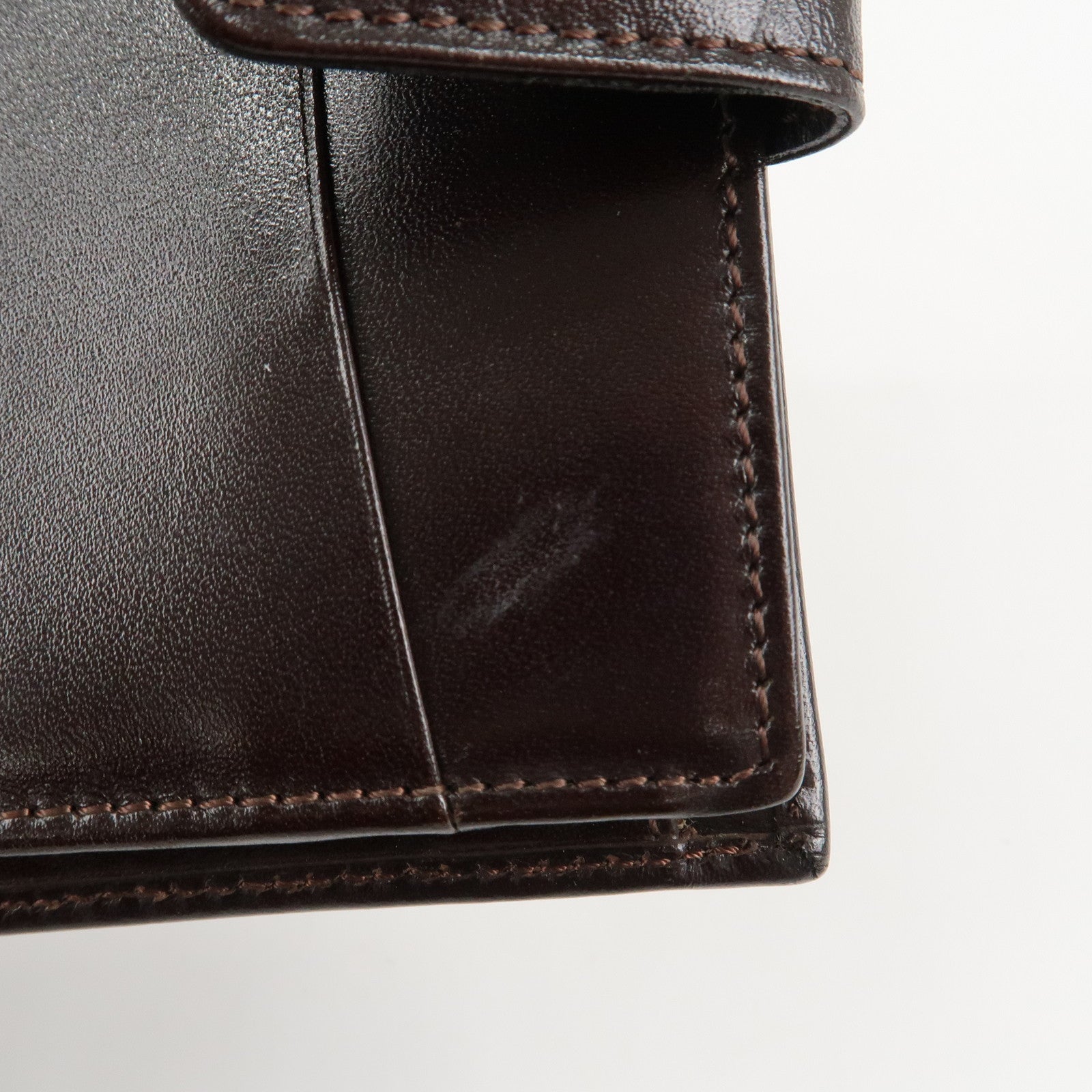 FENDI Zucca Canvas Leather Bifold Wallet Brown Black 1692 Used