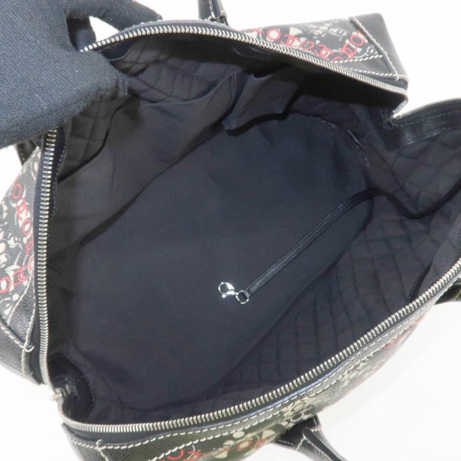 CHANEL COCO Travel PVC Leather Boston Bag Black Silver HDW Used