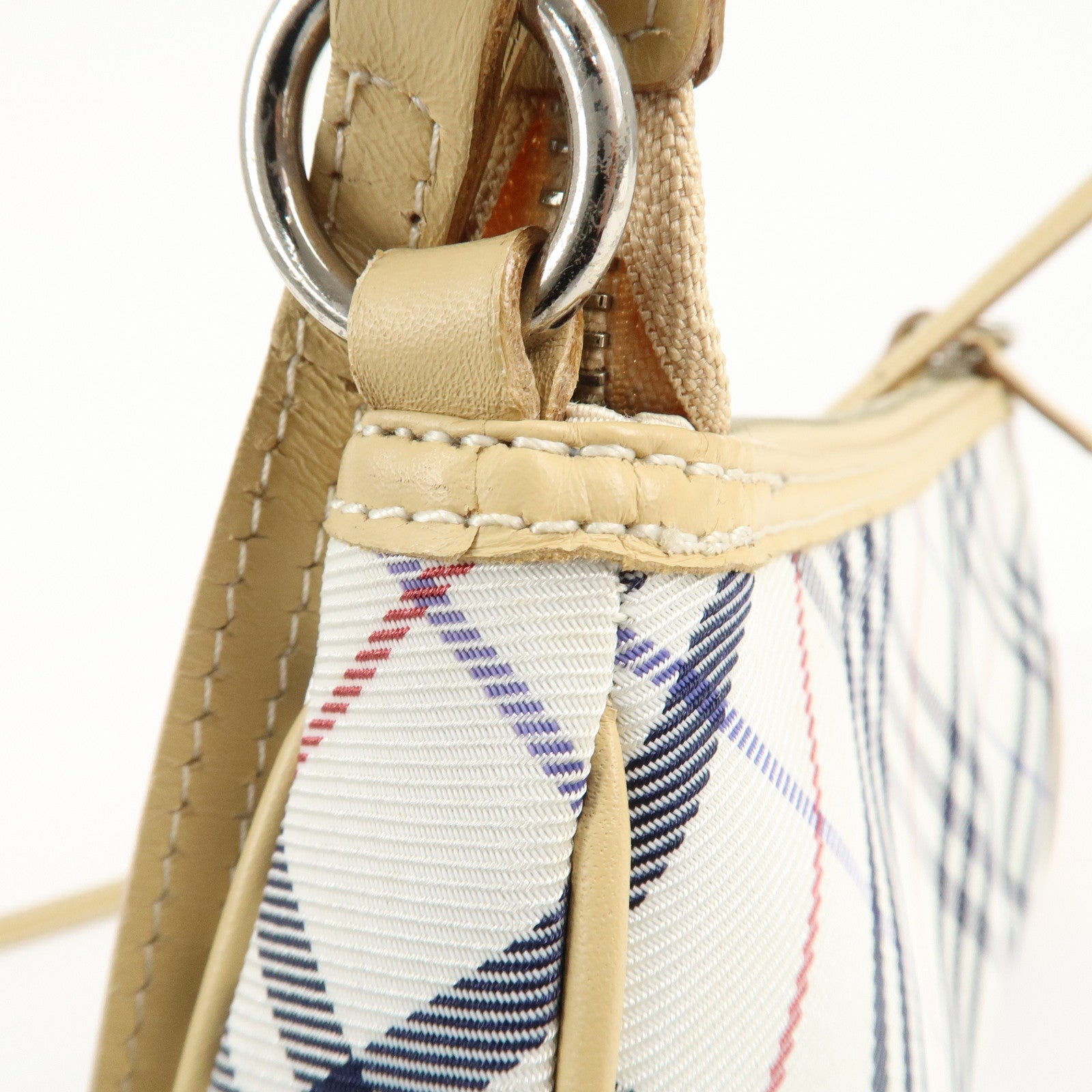 BURBERRY London Canvas Leather Nova Plaid Shoulder Bag Beige Ivory Used