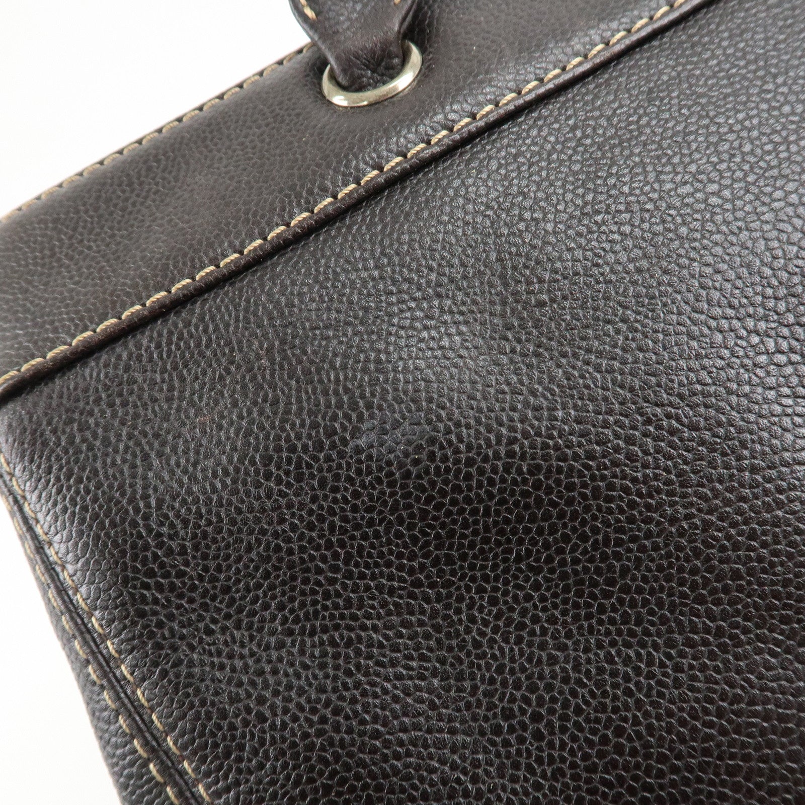 CHANEL COCO Mark Caviar Skin Hand Bag Tote Bag Brown Used