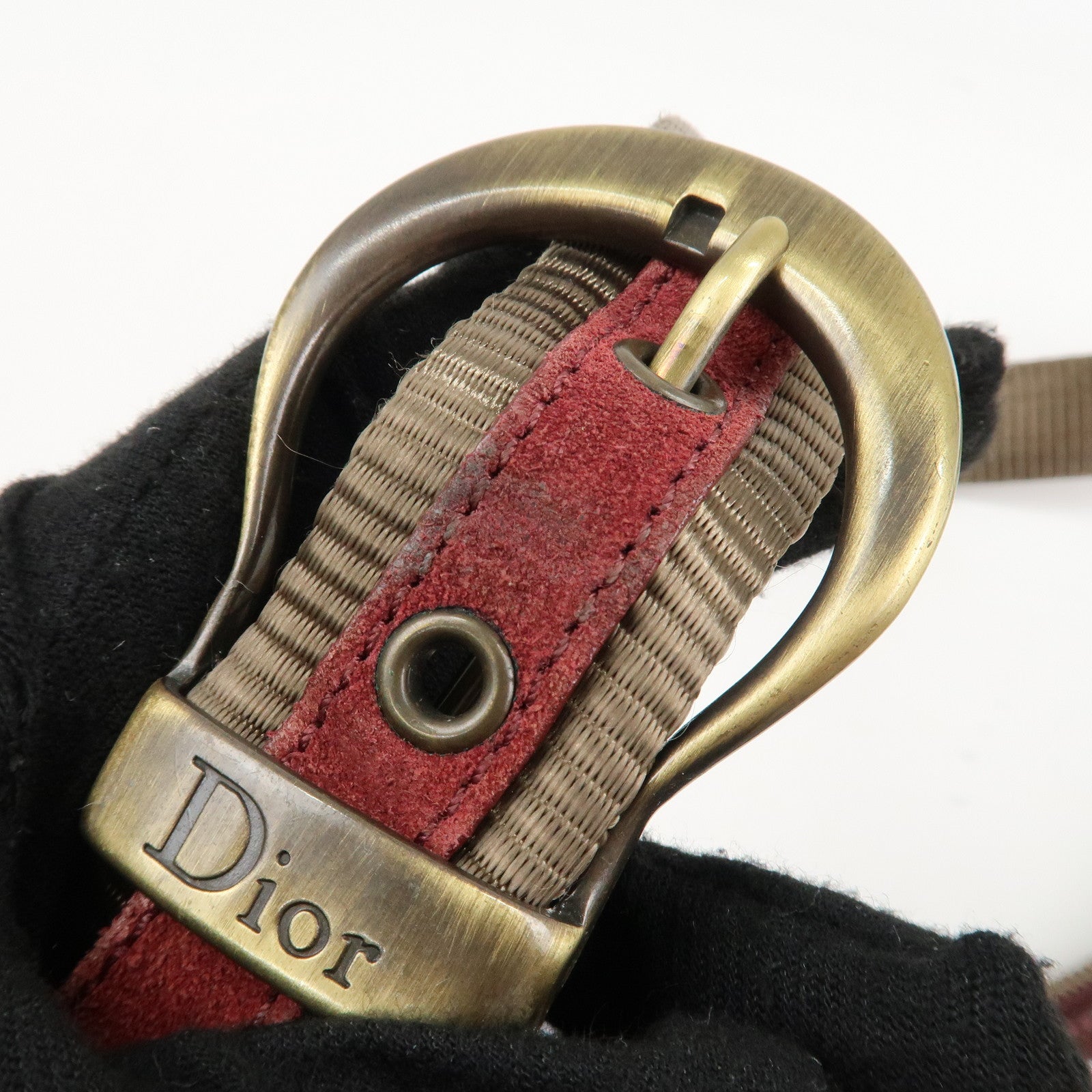 Christian Dior Trotter Canvas Patent Leather Suede Shoulder Bag Used