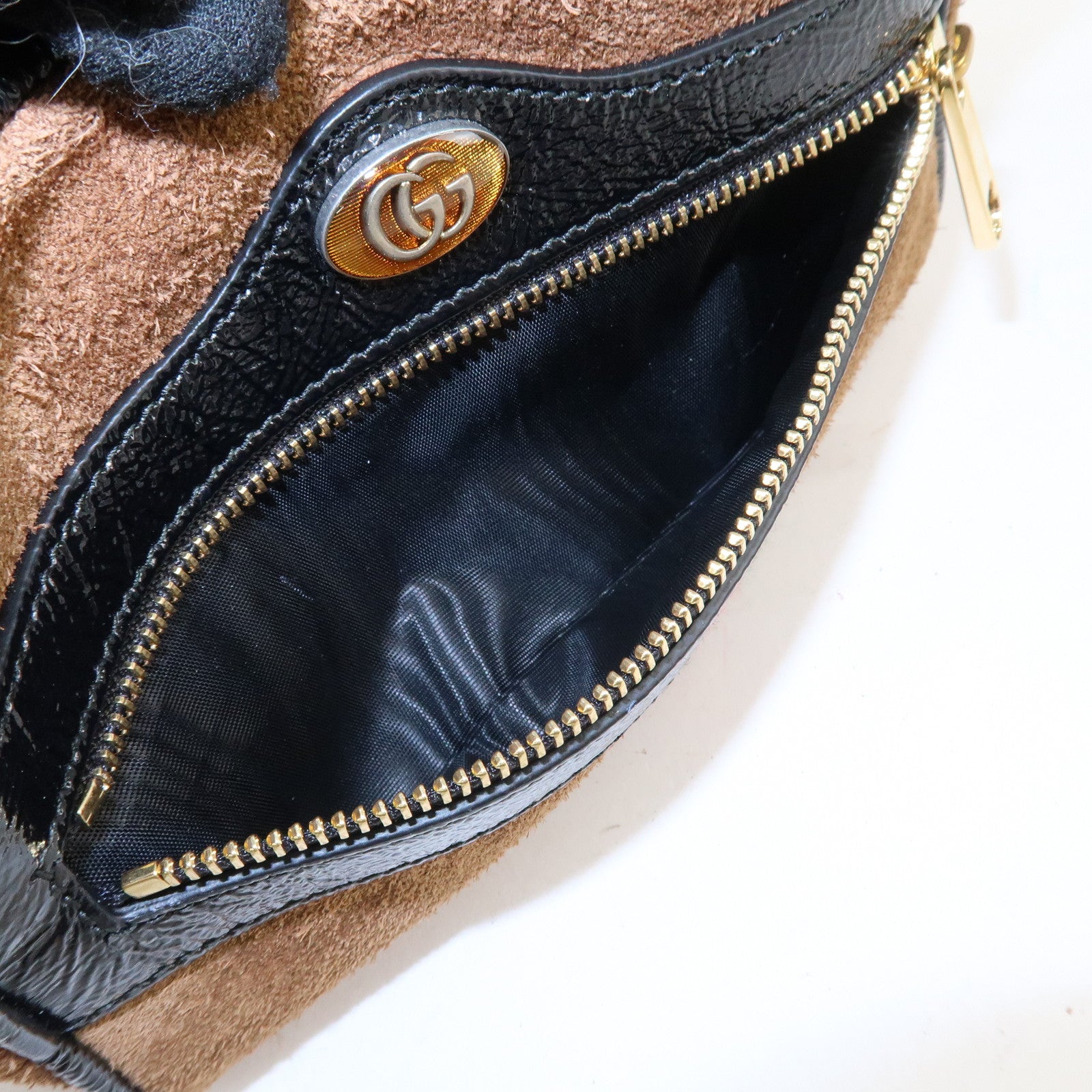 GUCCI Ophidia Sherry Suede Patent Leather Shoulder Bag 573321 Used