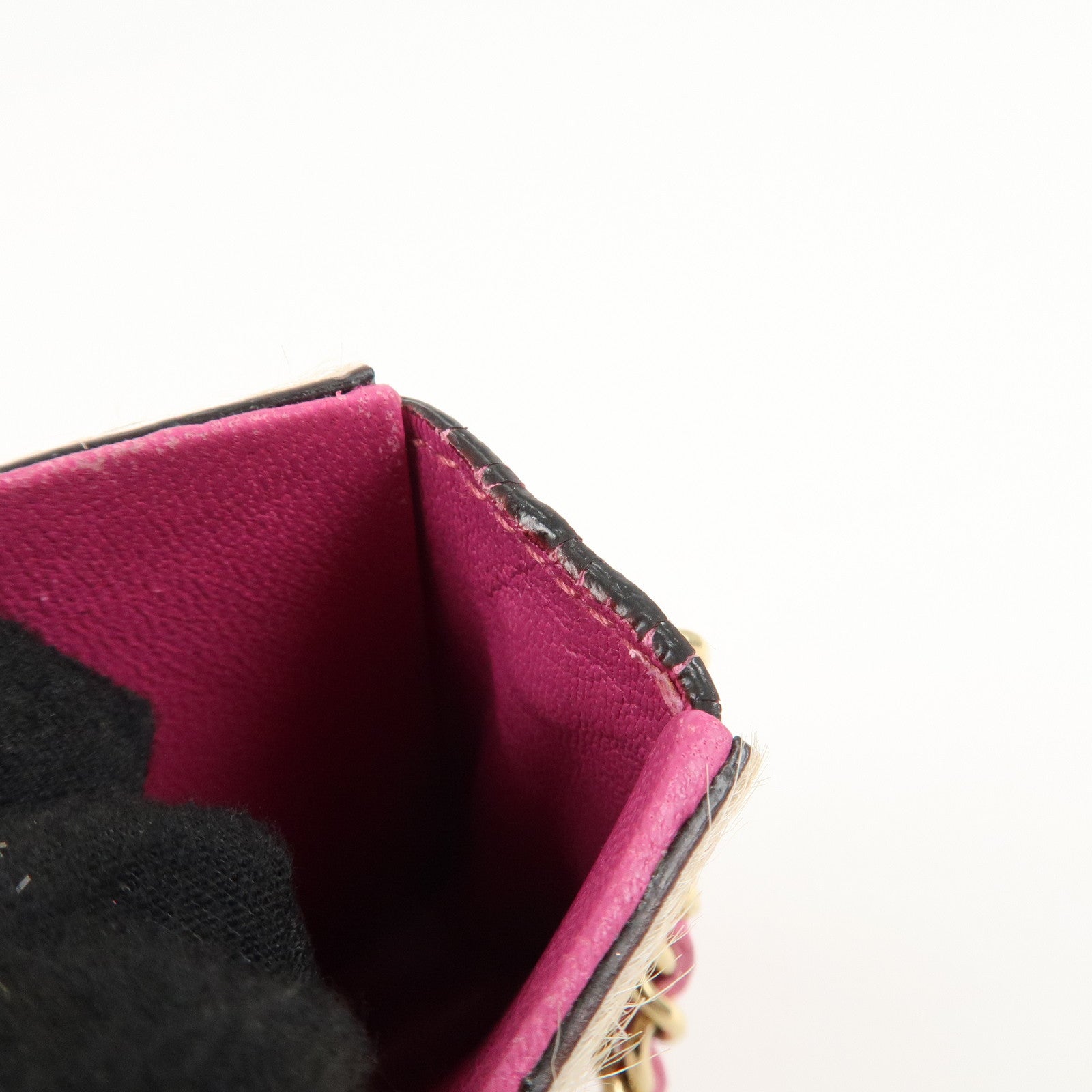 CHANEL Unborn Calf Lamb Skin Chain Shoulder Cigarette Case Used