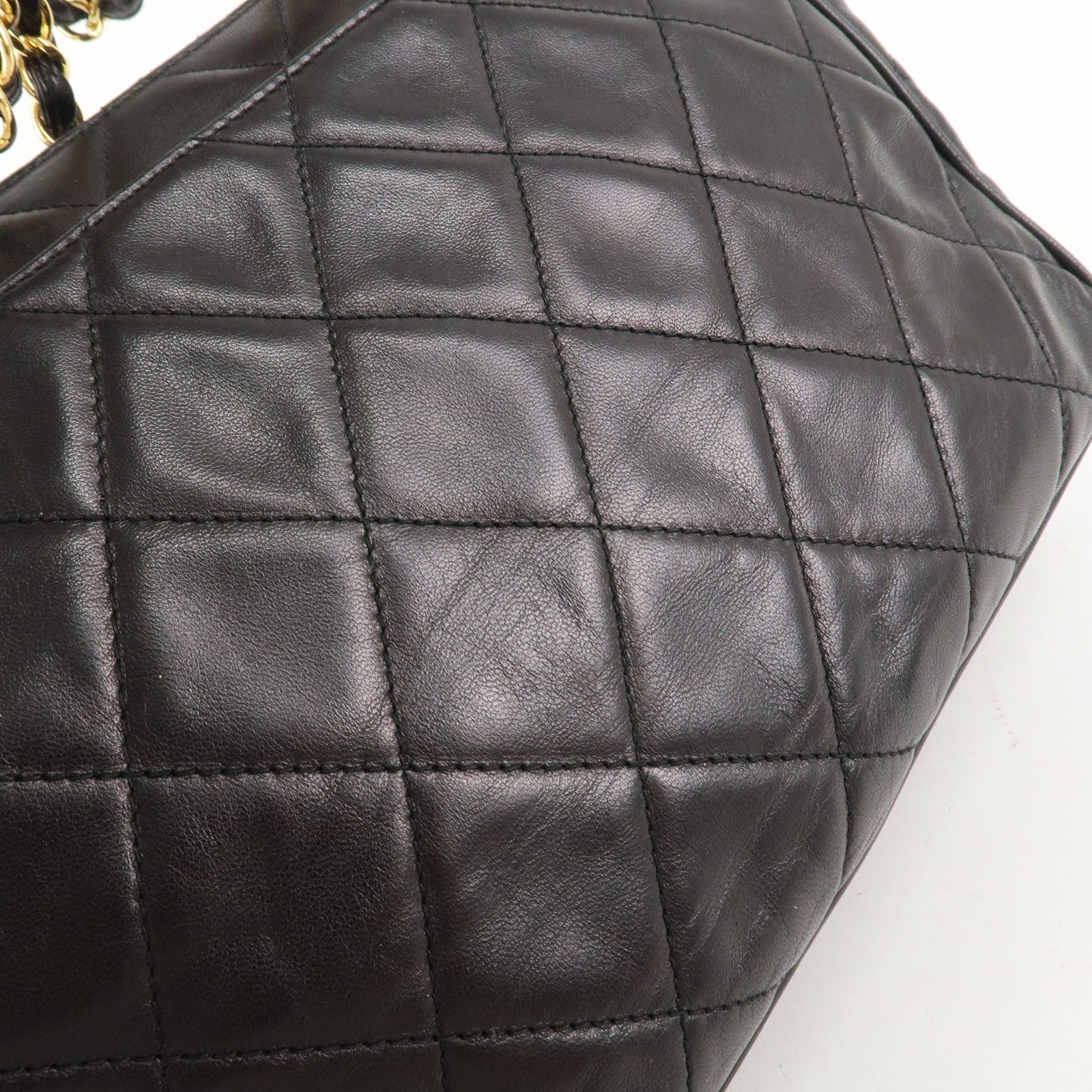 CHANEL Matelasse Lamb Skin COCO Mark Chain Shoulder Bag Black Used