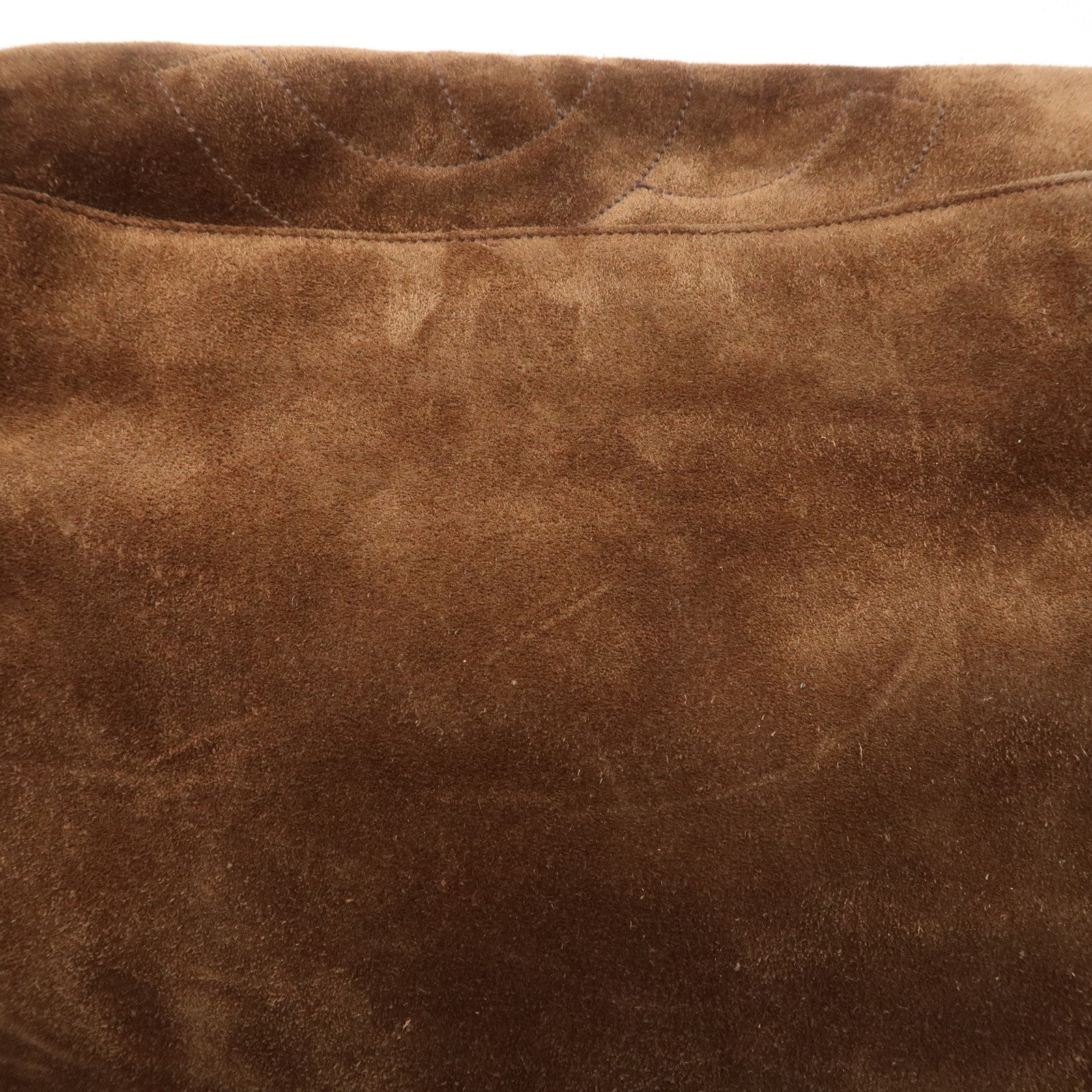 CHANEL Triple COCO Mark Suede Shoulder Bag Brown Silver Used