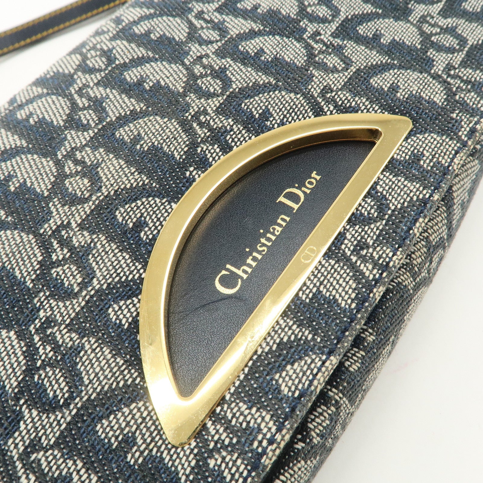 Christian Dior Maris Pearl Trotter Canvas Leather Shoulder Bag Used