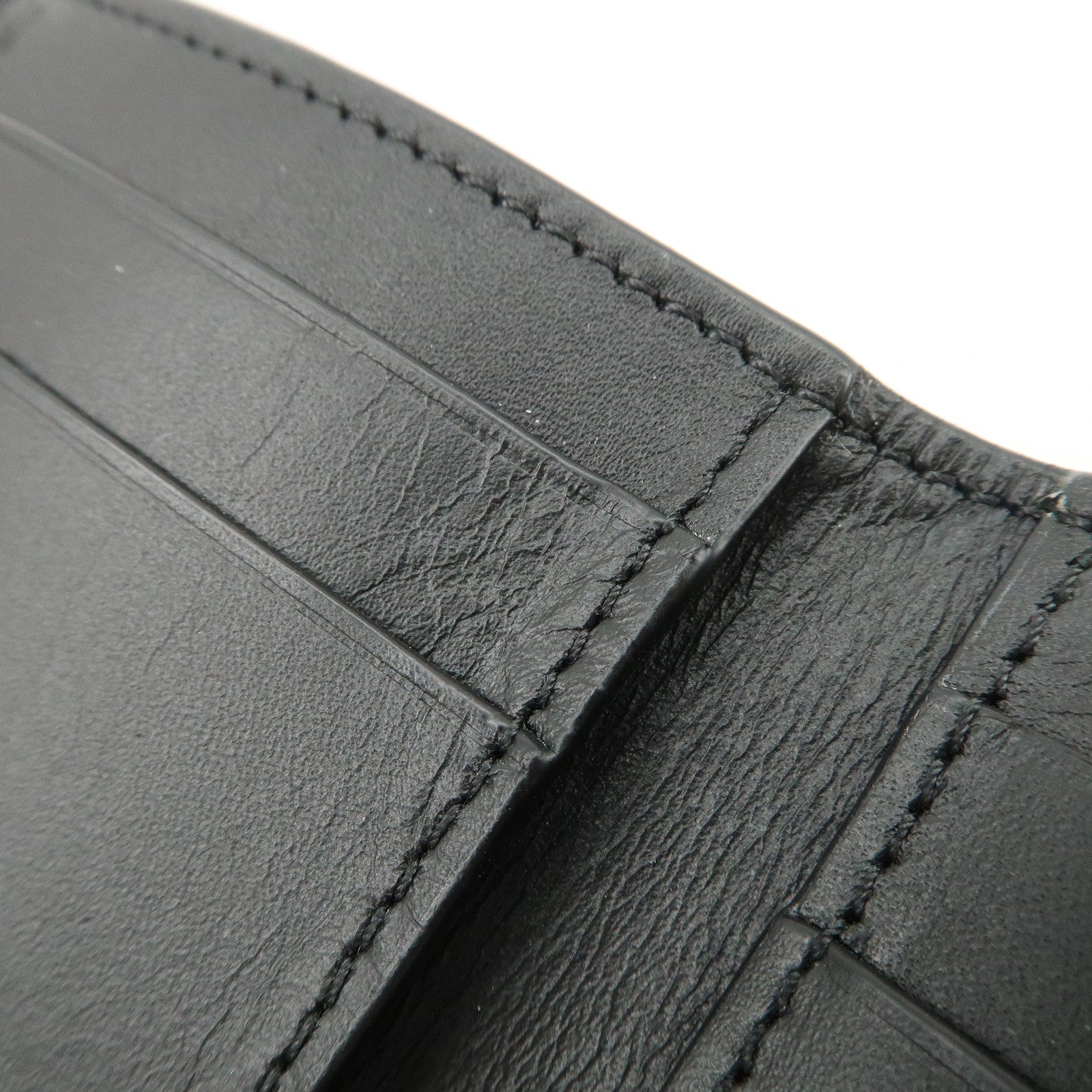 LOEWE Anagram Leather Tri-fold Wallet Black Used