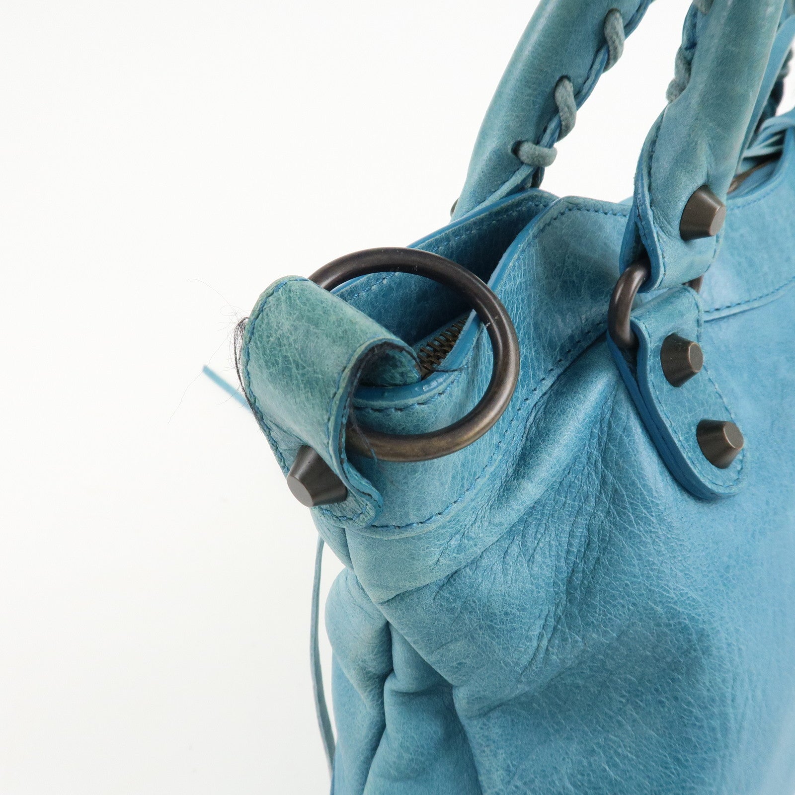 BALENCIAGA The First Leather 2Way Shoulder Bag Hand Bag Blue Used