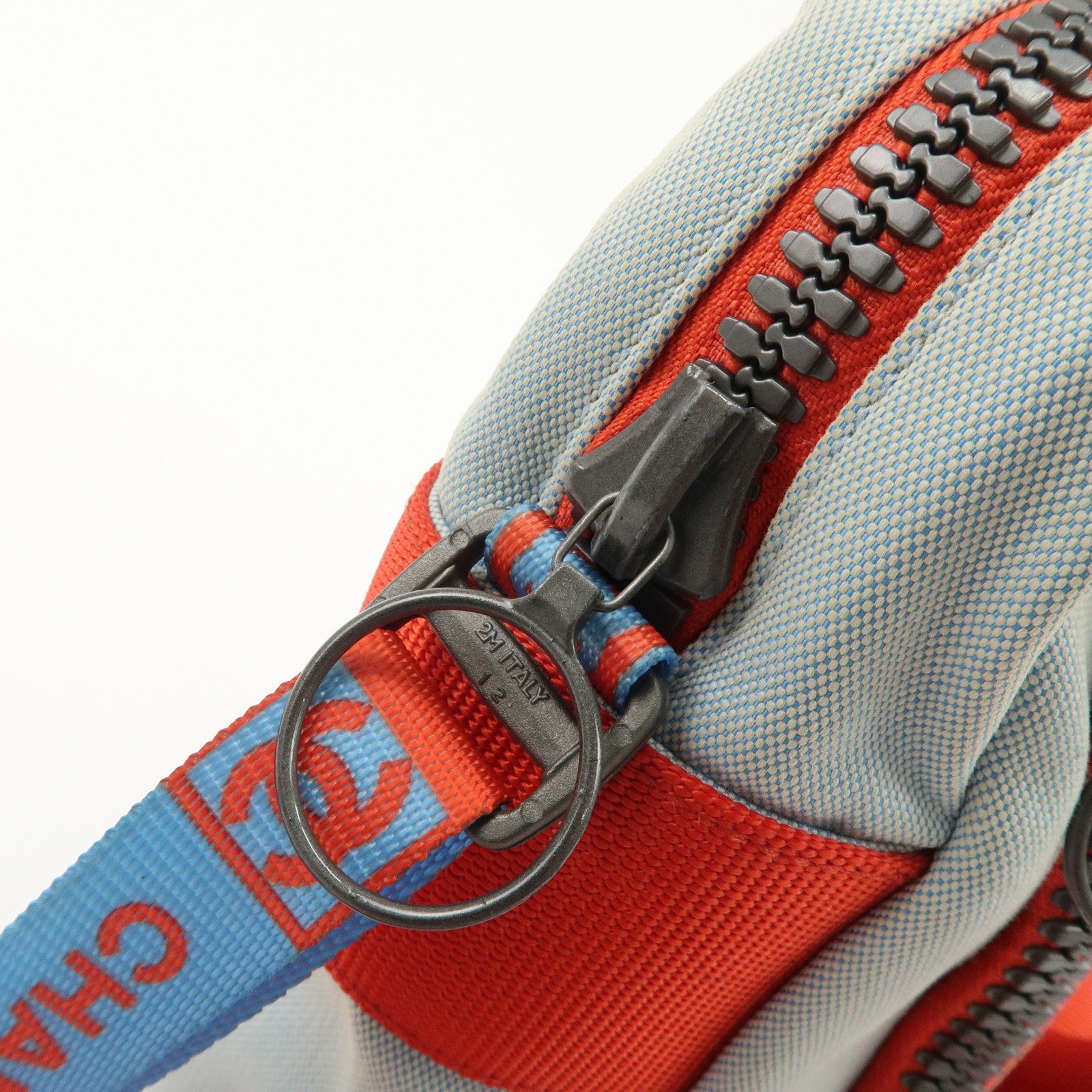 CHANEL Sports Nylon Canvas COCO Mark Shoulder Bag Blue Red Used