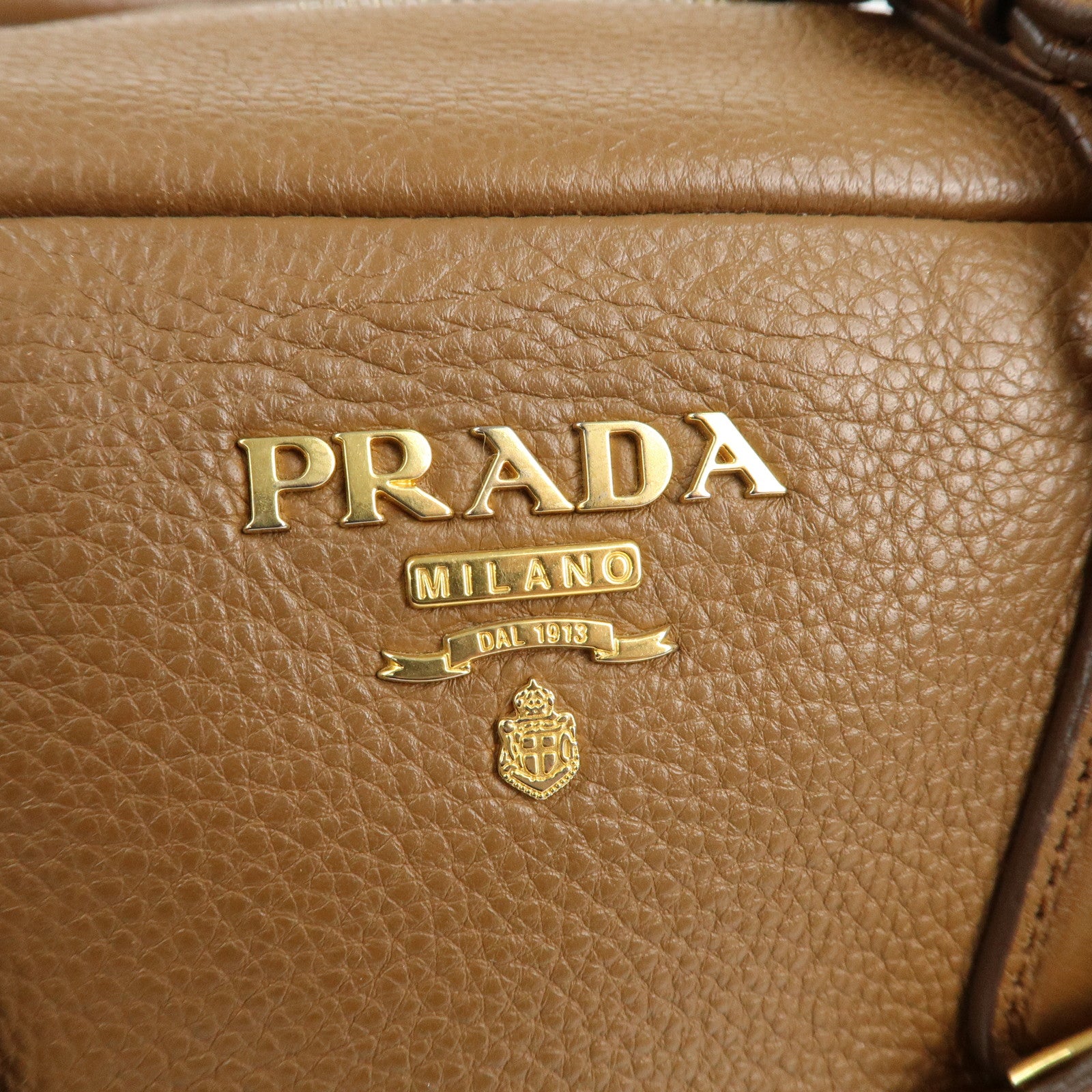 PRADA Leather 2Way Bag Hand Bag Shoulder Bag Brown 1BB091 Used