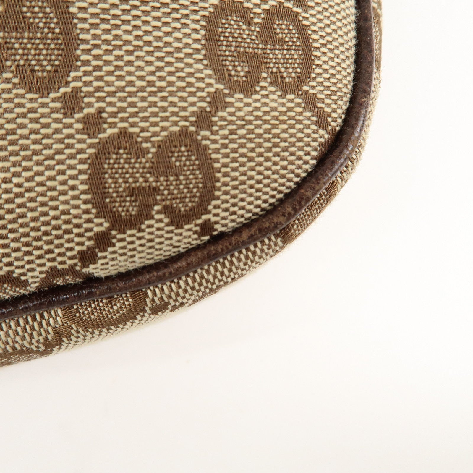 GUCCO GG canvas leather shoulder bag Beige Brown 153010 Used