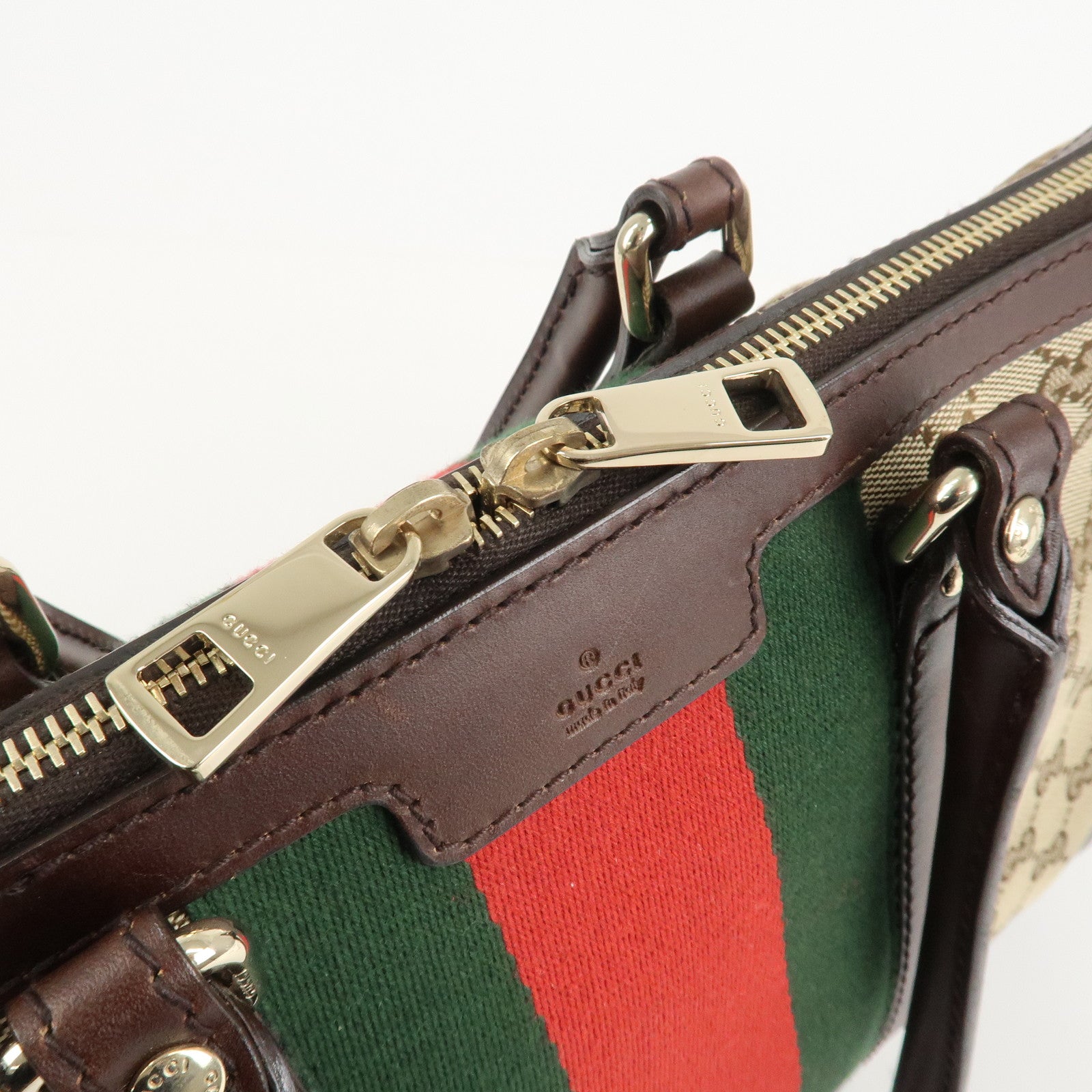 GUCCI Sherry GG Canvas Leather Tote Bag Beige Brown 257341 Used