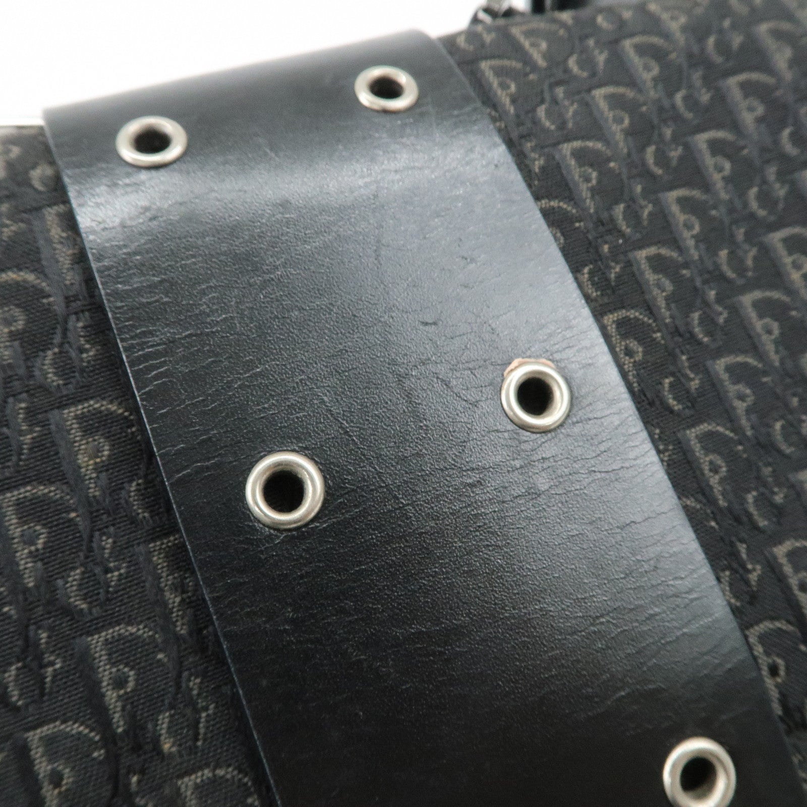 Christian Dior Trotter Canvas Leather Shoulder Bag Black Used