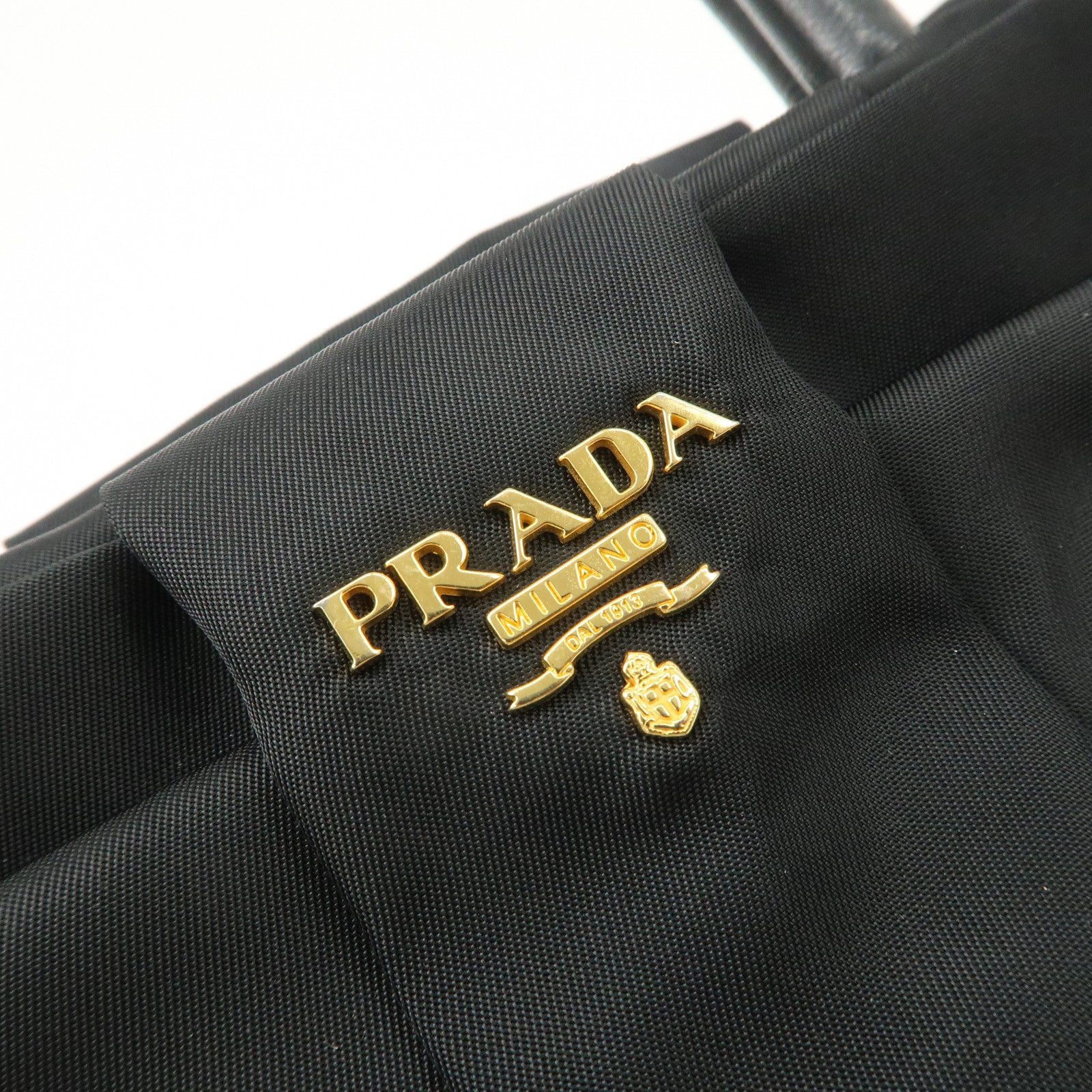 PRADA Nylon Leather Ribbon Hand Bag Tote Bag NERO Black BN1601 Used