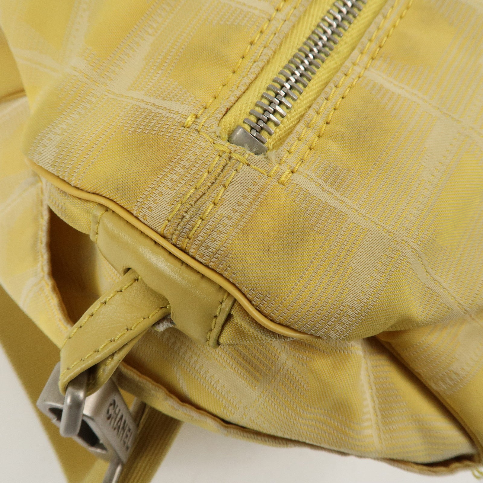 CHANEL New Travel Line Nylon Jacquard Leather Boston Bag A17669 Used