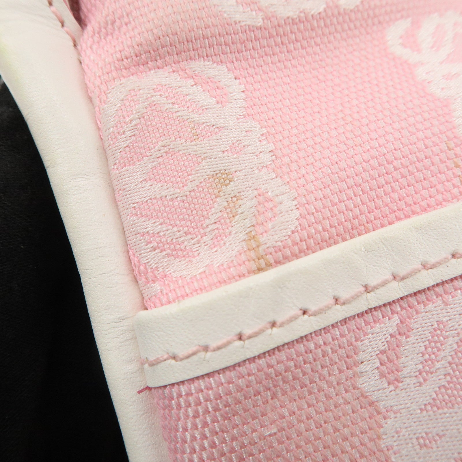 LOEWE Anagram Canvas Leather Shoulder bag Pink Used