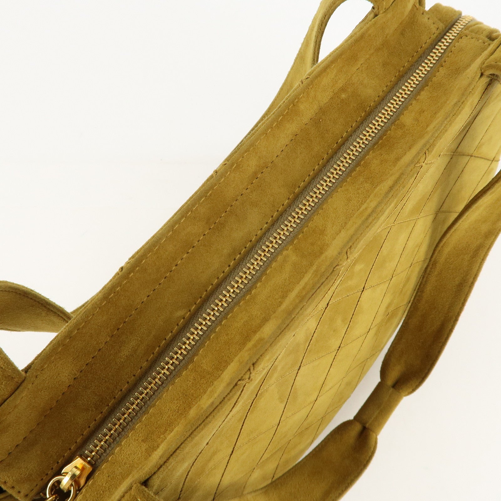 CHANEL Suede Shoulder Bag Hand Bag Mustard Gold Hardware Used