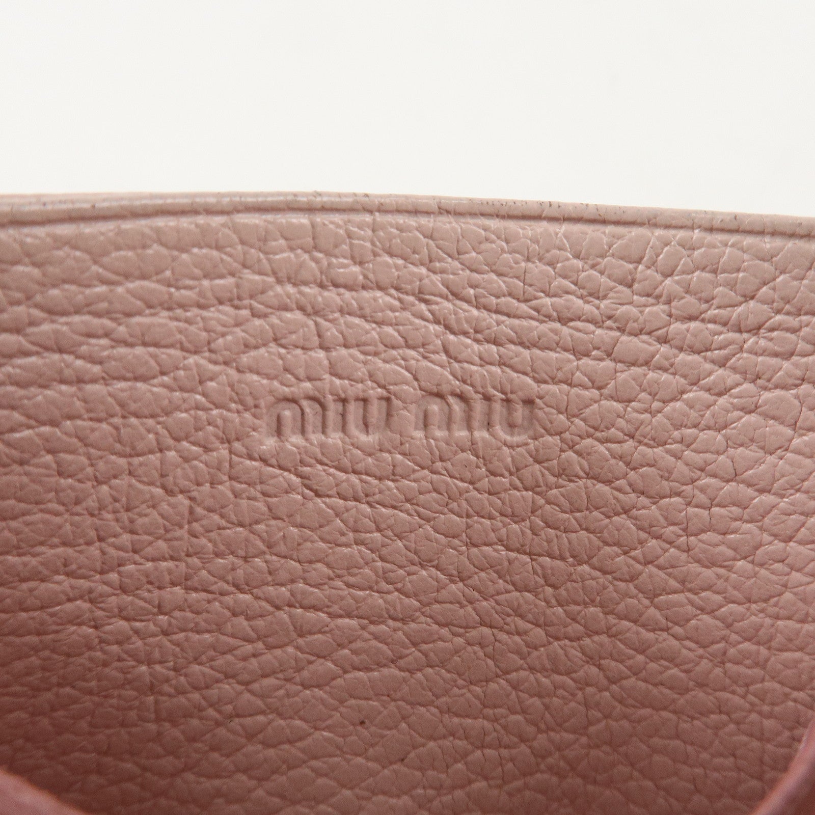 MIU MIU Leather Ribbon Card Case Pink Used