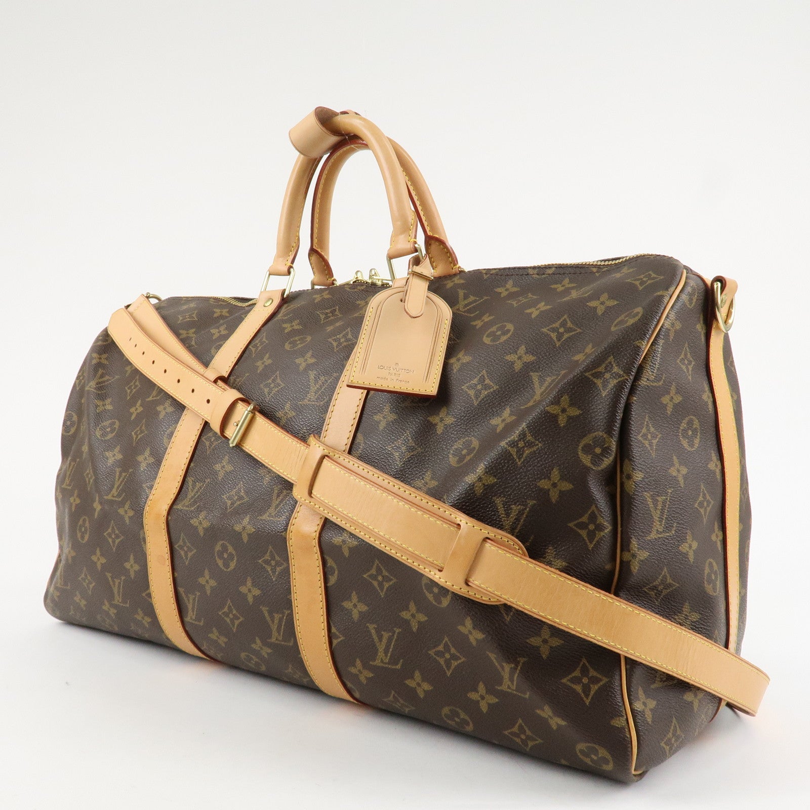 Louis Vuitton Monogram Keep All Bandouliere 50 Boston Bag Brown M41416 Used