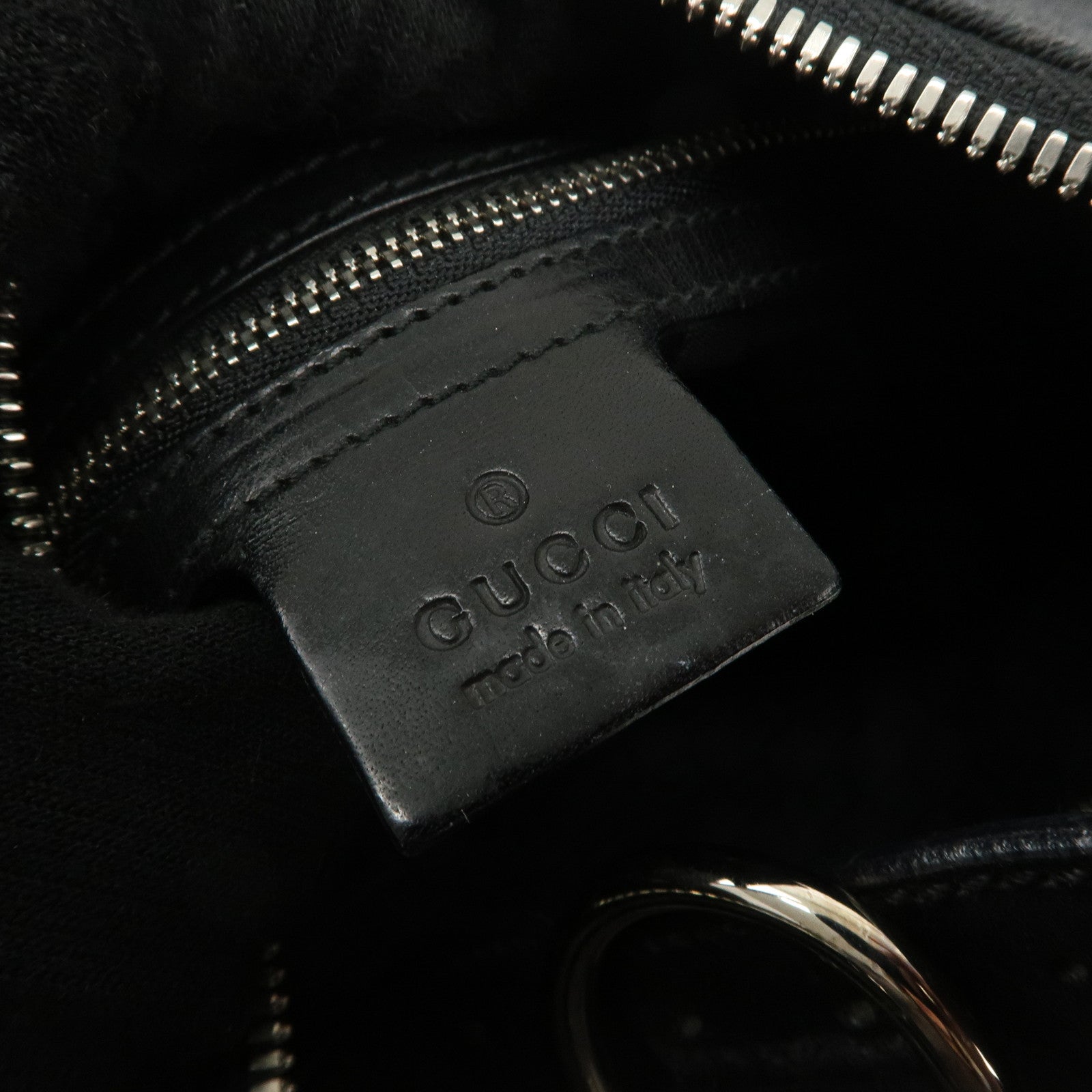 GUCCI Interlocking G Canvas Leather One Shoulder Bag Black 114869 Used