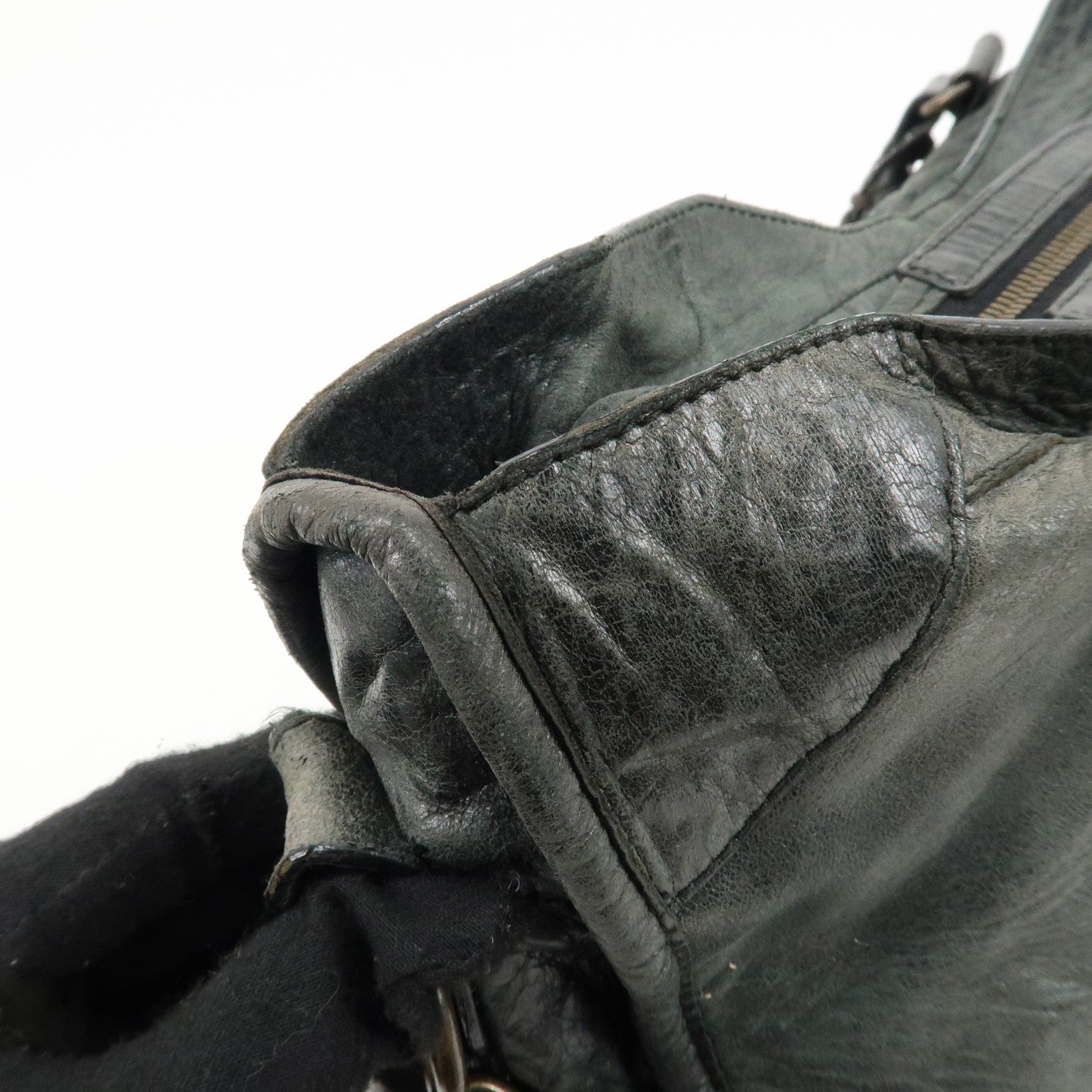 BALENCIAGA The City Leather 2Way Bag Hand Bag Black 115748 Used