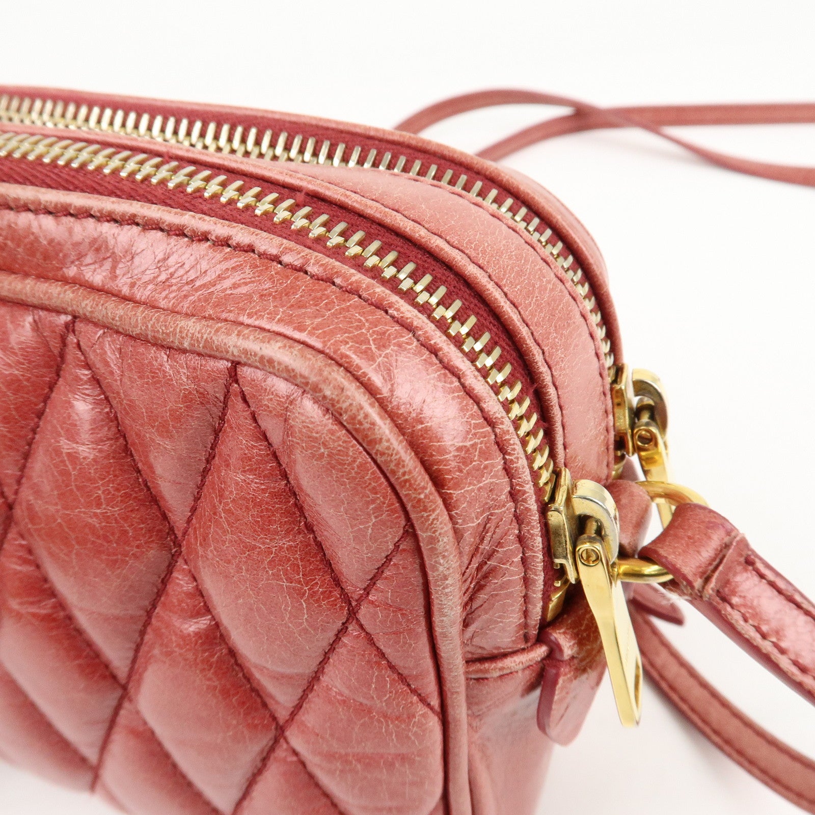 MIU MIU Leather Shoulder Bag Crossbodyb Bag Pink 5BH543 Used