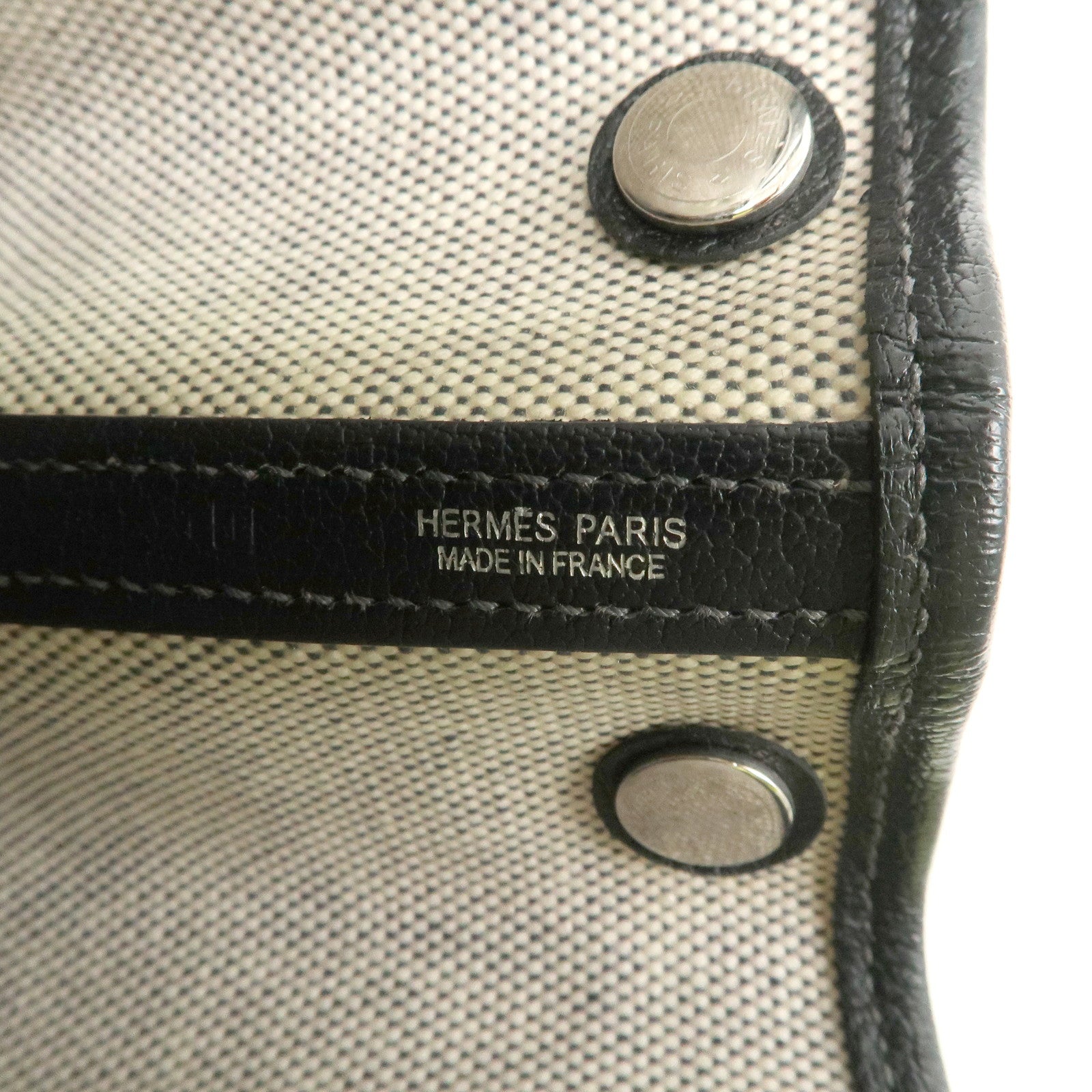 HERMES Toile Ash Buffle Garden Party TPM Stamped Tote Bag Natural Used