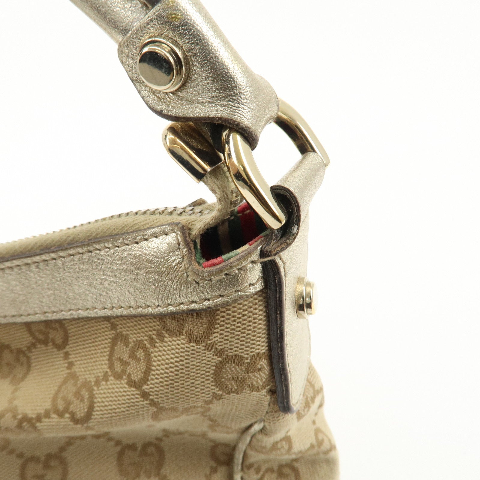 GUCCI GG Canvas Leather Shoulder Bag 153025 Used