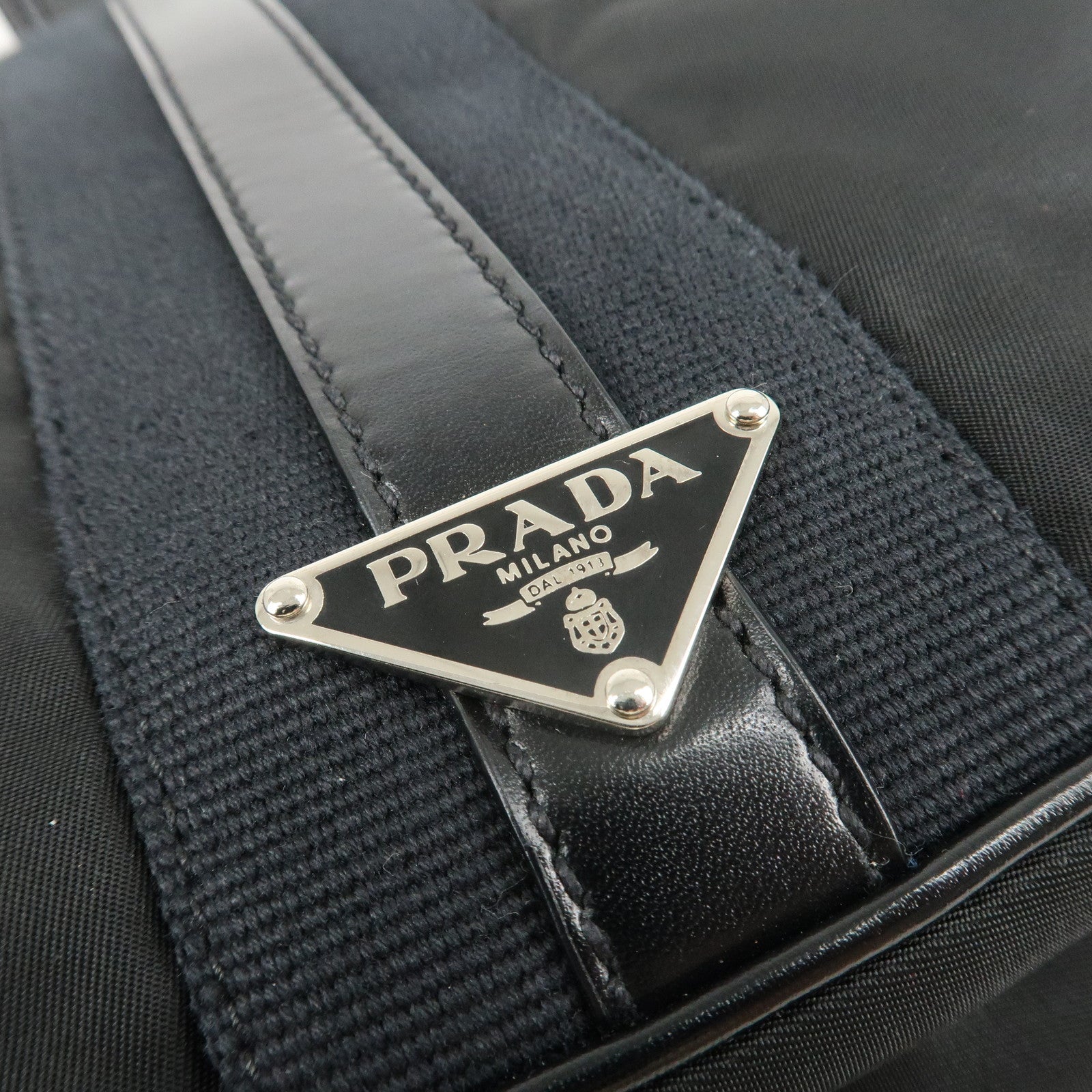 PRADA Nylon Leather Shoulder Bag Black BR2604 Used