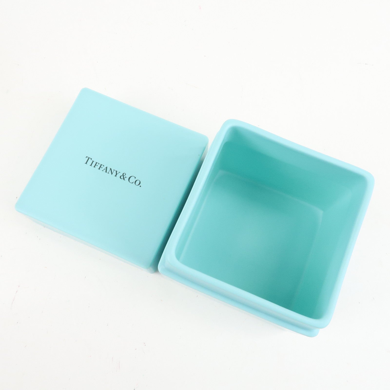 Tiffany&Co. Set of 2 Bone Ash Bone China Pottery Box Blue Used