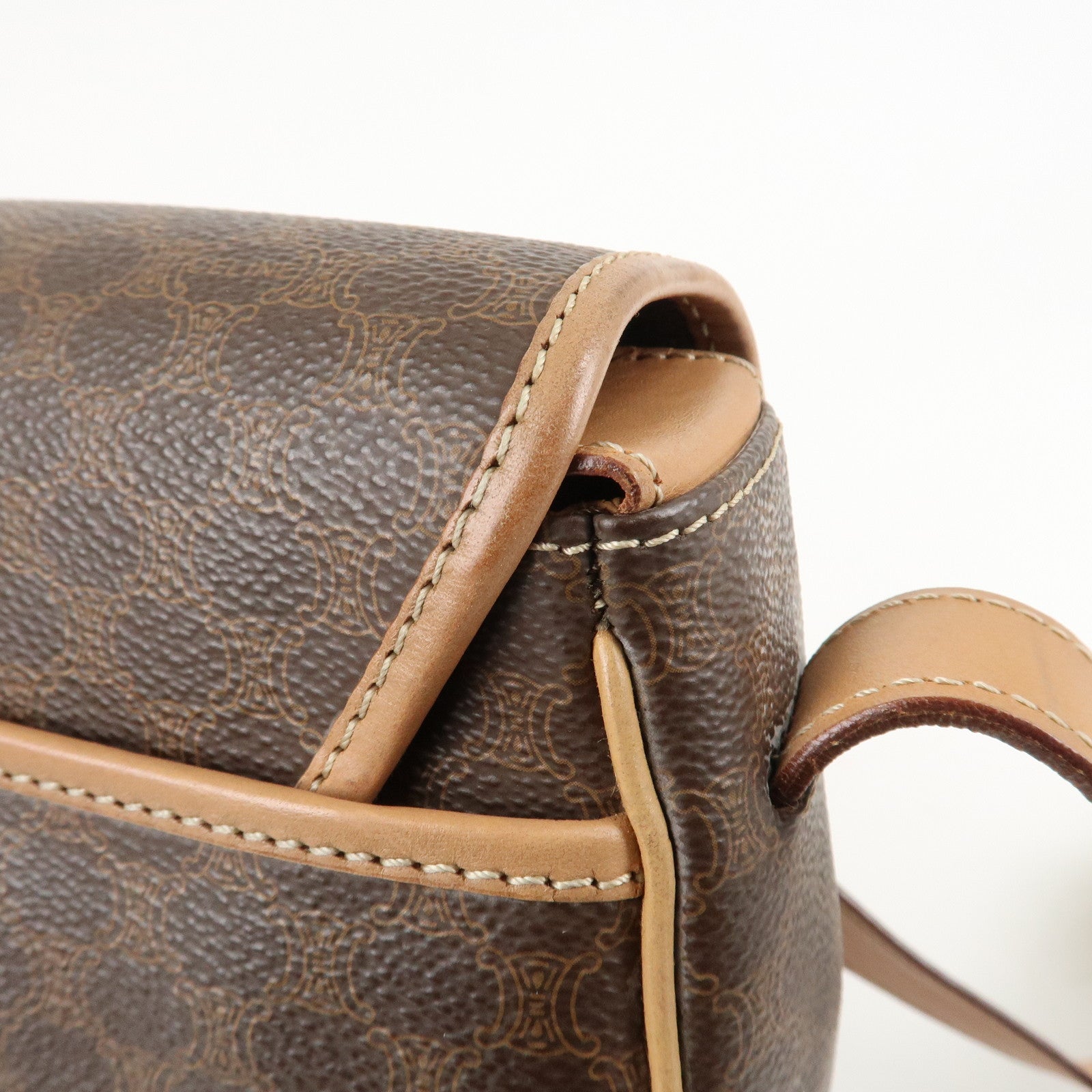 CELINE Macadam PVC Leather Shoulder Bag Crossbody Bag Brown Used