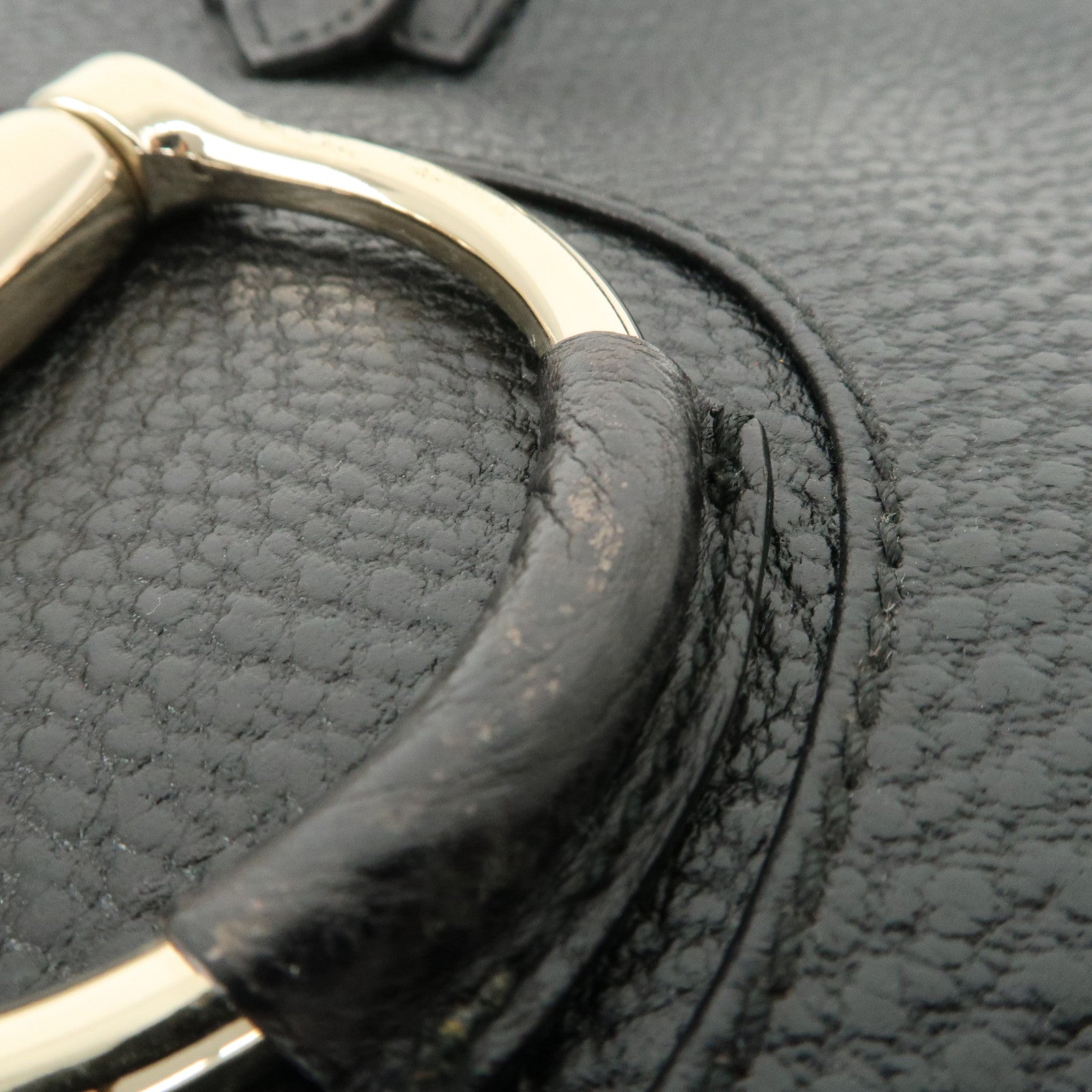 GUCCI Leather Horsebit Tote Bag Hand Bag Black 137385 Used