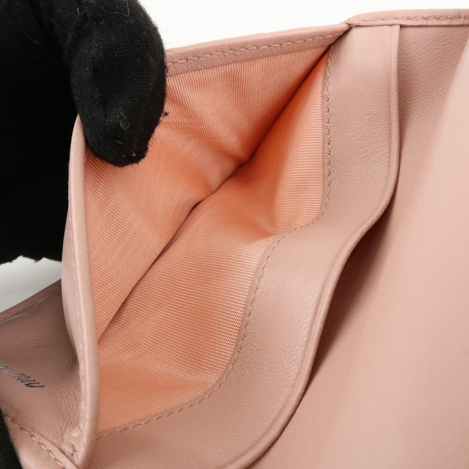 MIU MIU Matelasse Leather Tri-fold Wallet Pink Used