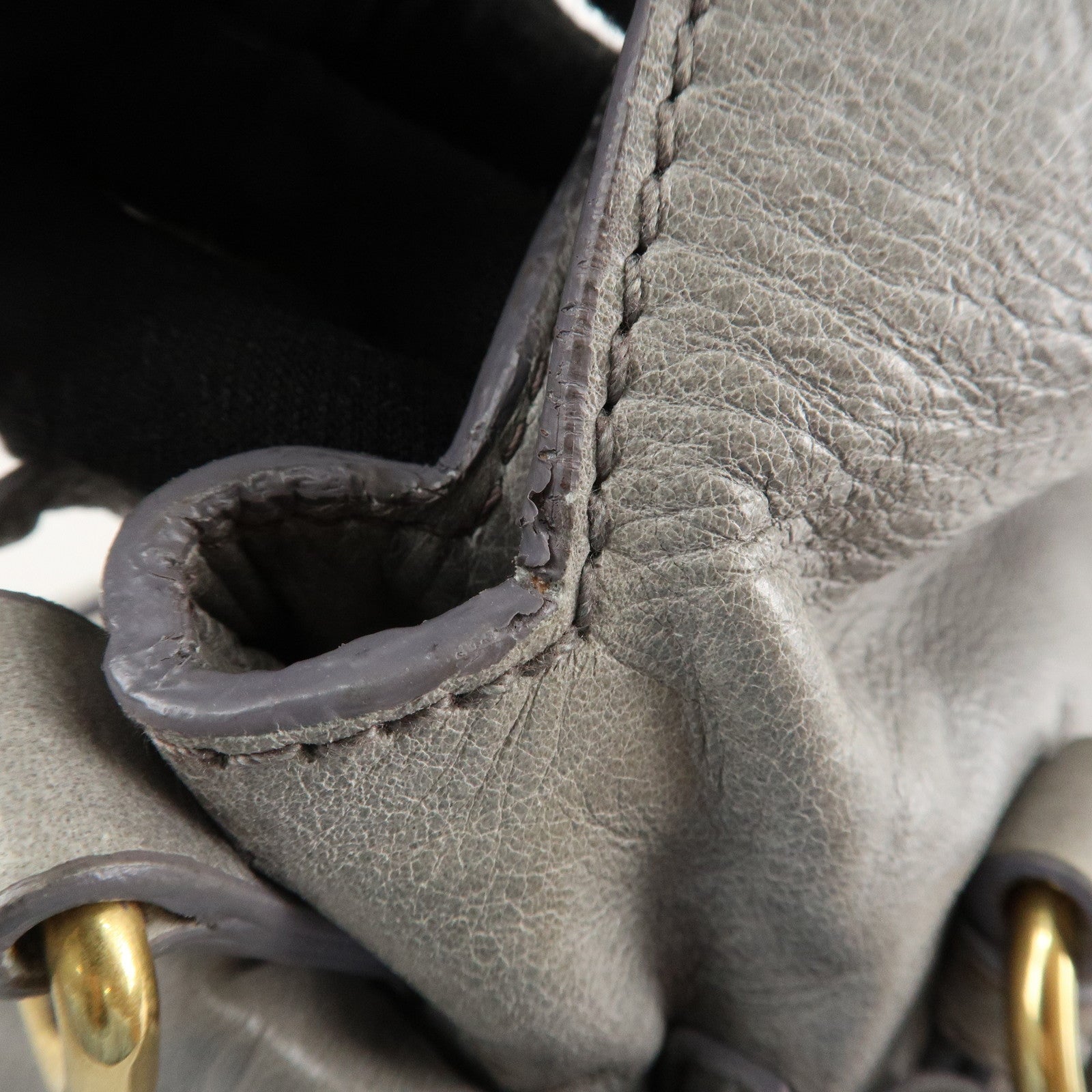 MIU MIU Leather 2Way Bag Hand Bag Shoulder Bag Light Blue Gold HDW Used