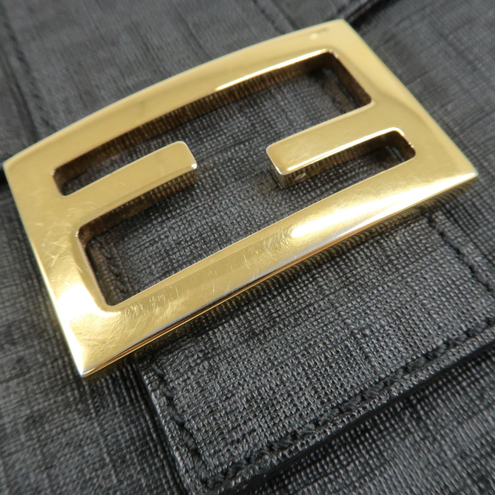 FENDI Zucchino PVC Leather Chain Shoulder Bag Gray Black 8BR003 Used