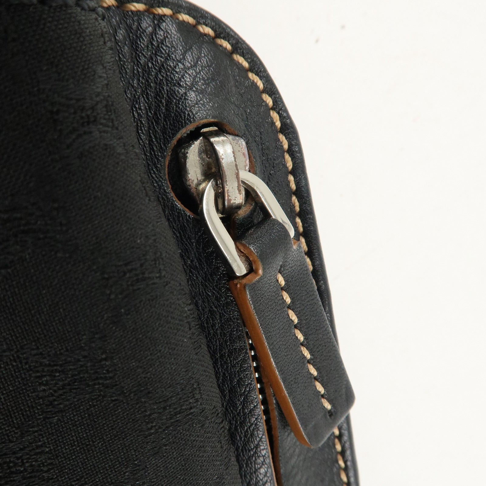 CELINE Macadam Canvas Leather Waist Bag Cross Body Bag Black Used