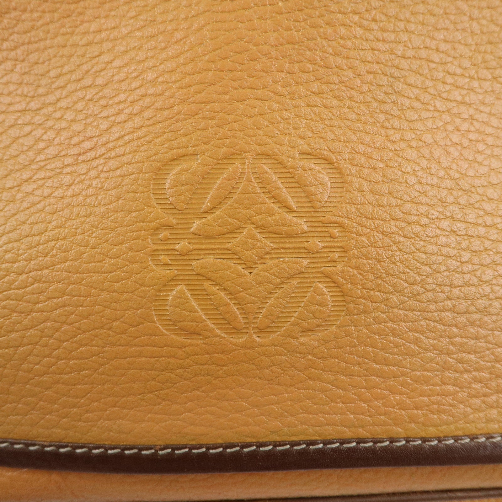 LOEWE Anagram Leather Shoulder Bag Brown Used