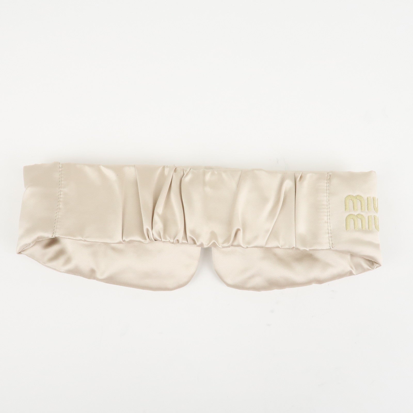 MIU MIU Matelasse Leather Pouch Silk Eye Mask Gold Used