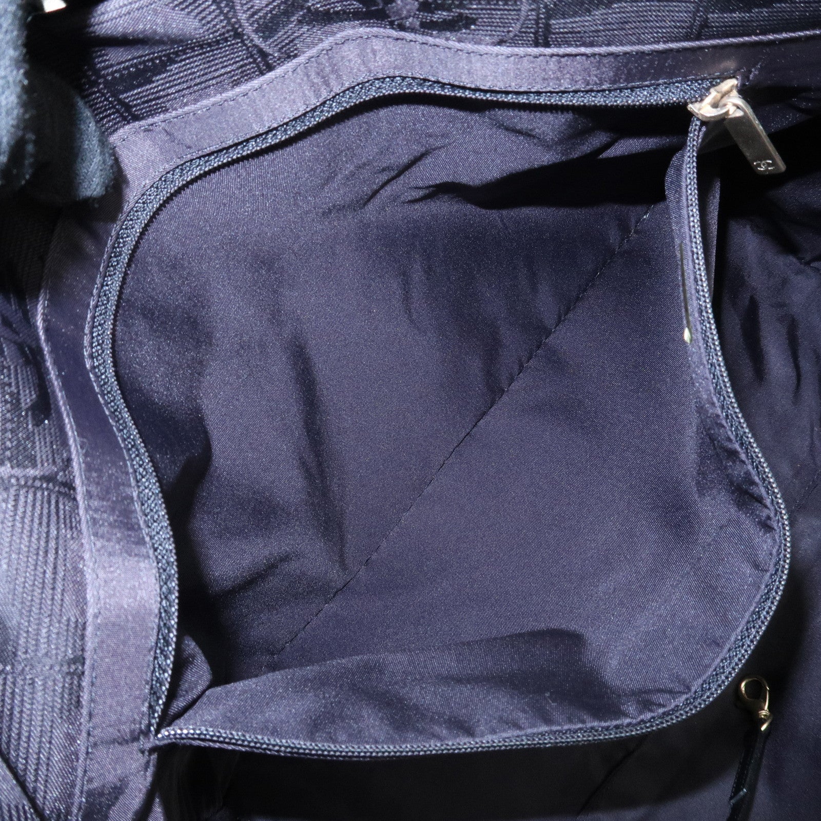 CHANEL New Travel Line Nylon Jacquard Leather Tote Bag Black A15991 Used