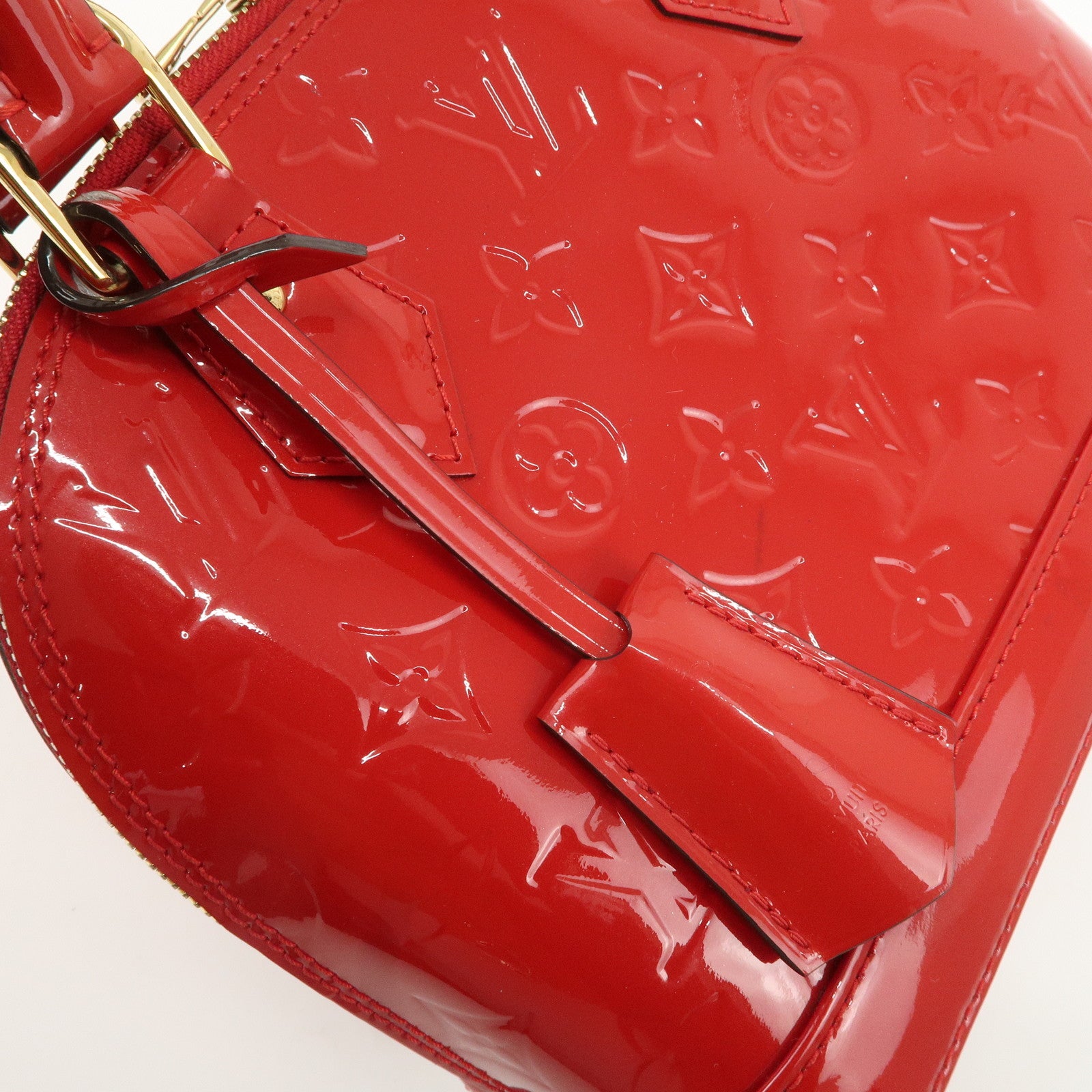 Louis Vuitton Monogram Vernis Alma BB Hand Bag Rouge M91698 Used