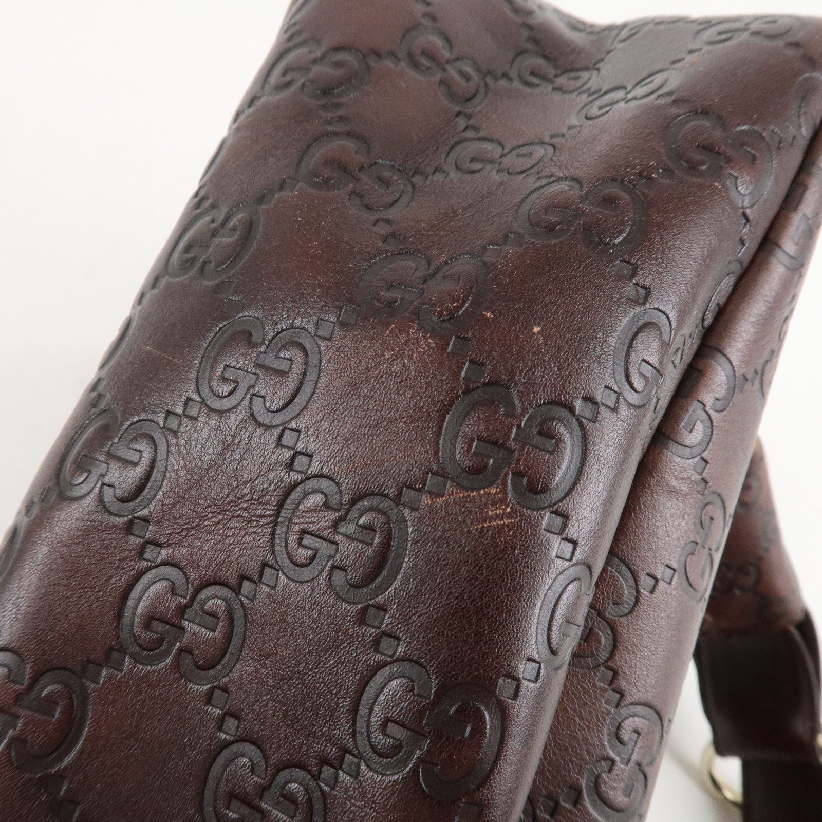 GUCCI Horsebit Guccissima Leather Shoulder Bag Dark Brown 115867 Used