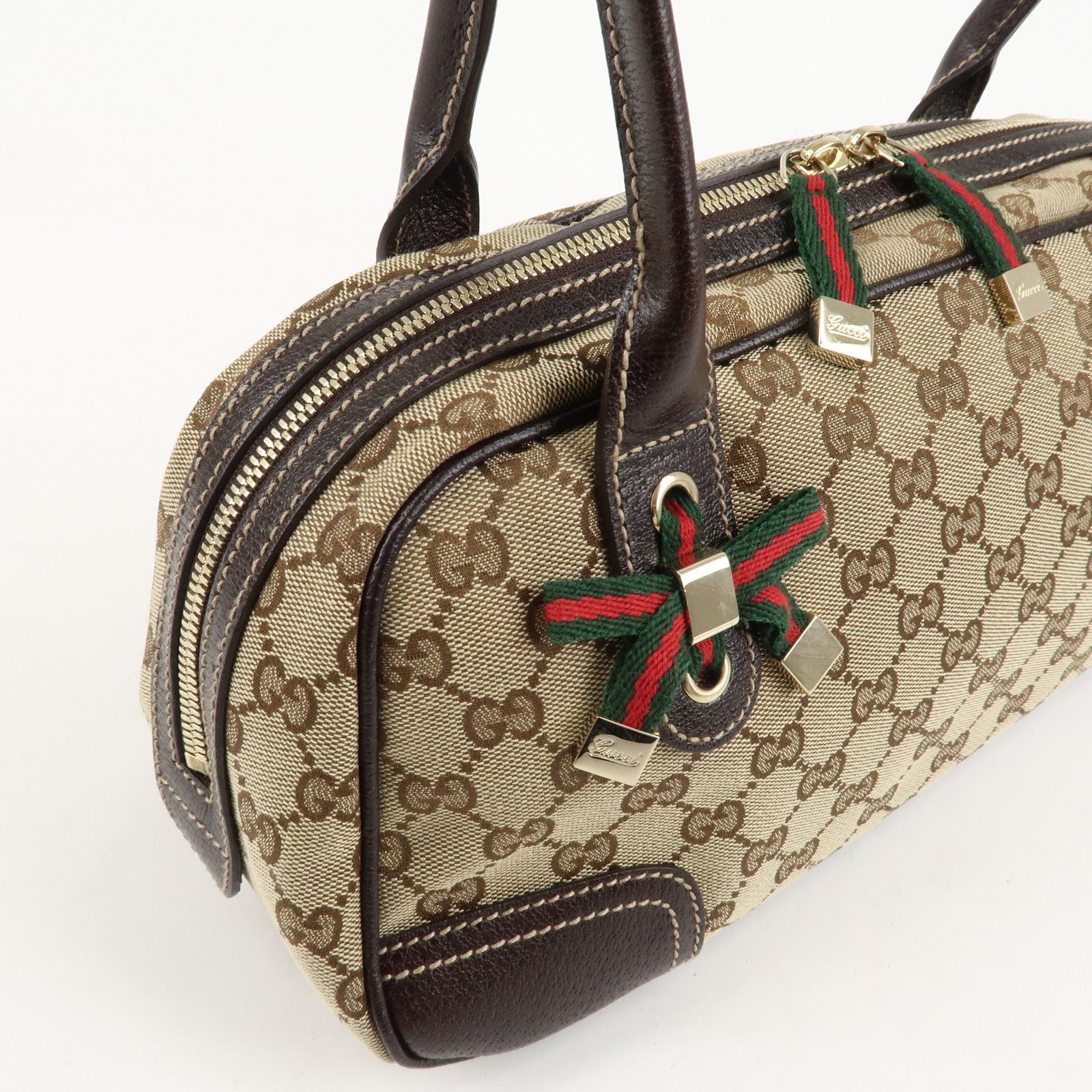 GUCCI Princy Sherry GG Canvas Leather Shoulder Bag Hand Bag 161720 Used